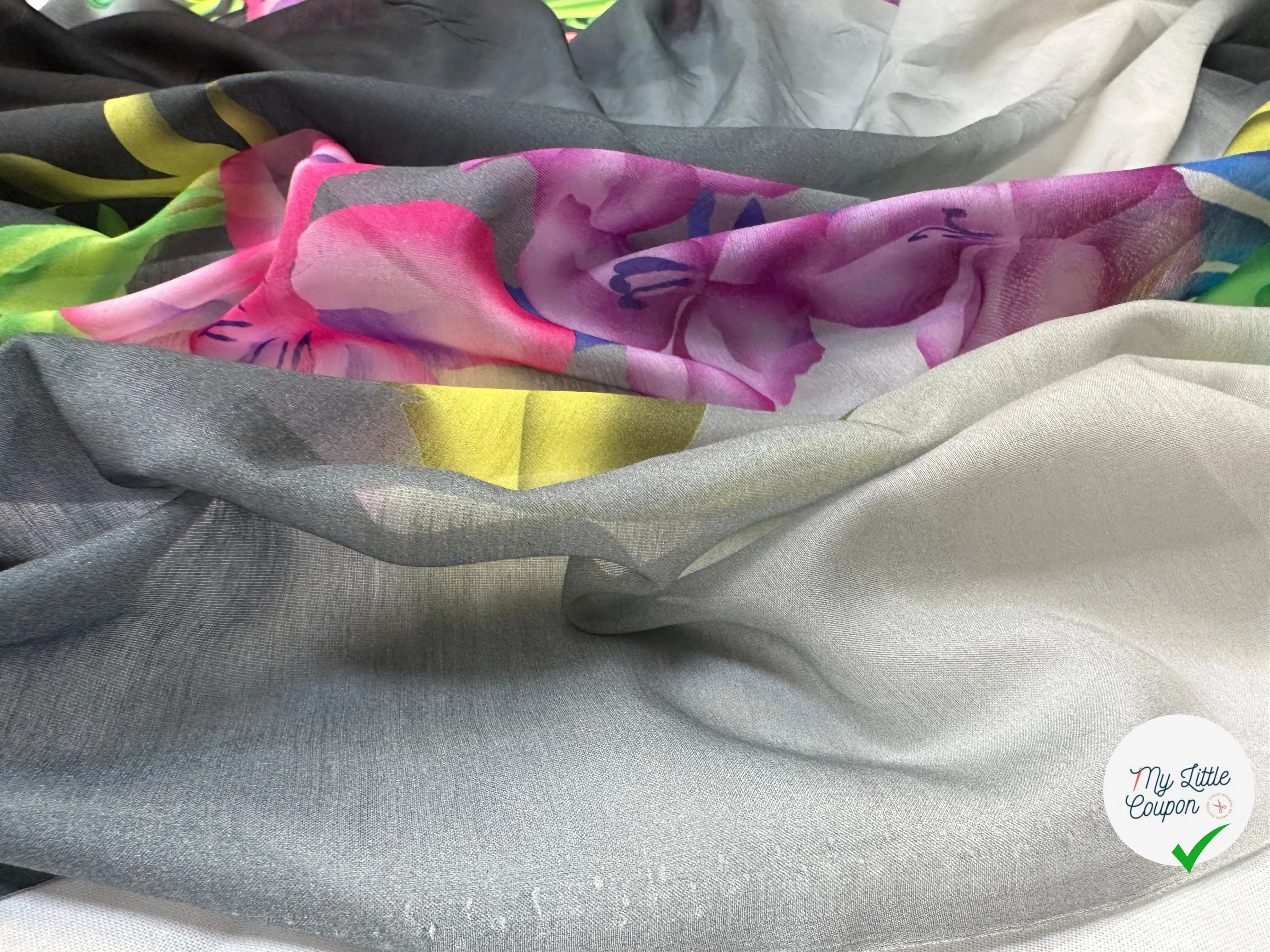VOILE EMERISÉ COTON SOIE BASES DE FLEURS - My Little Coupon