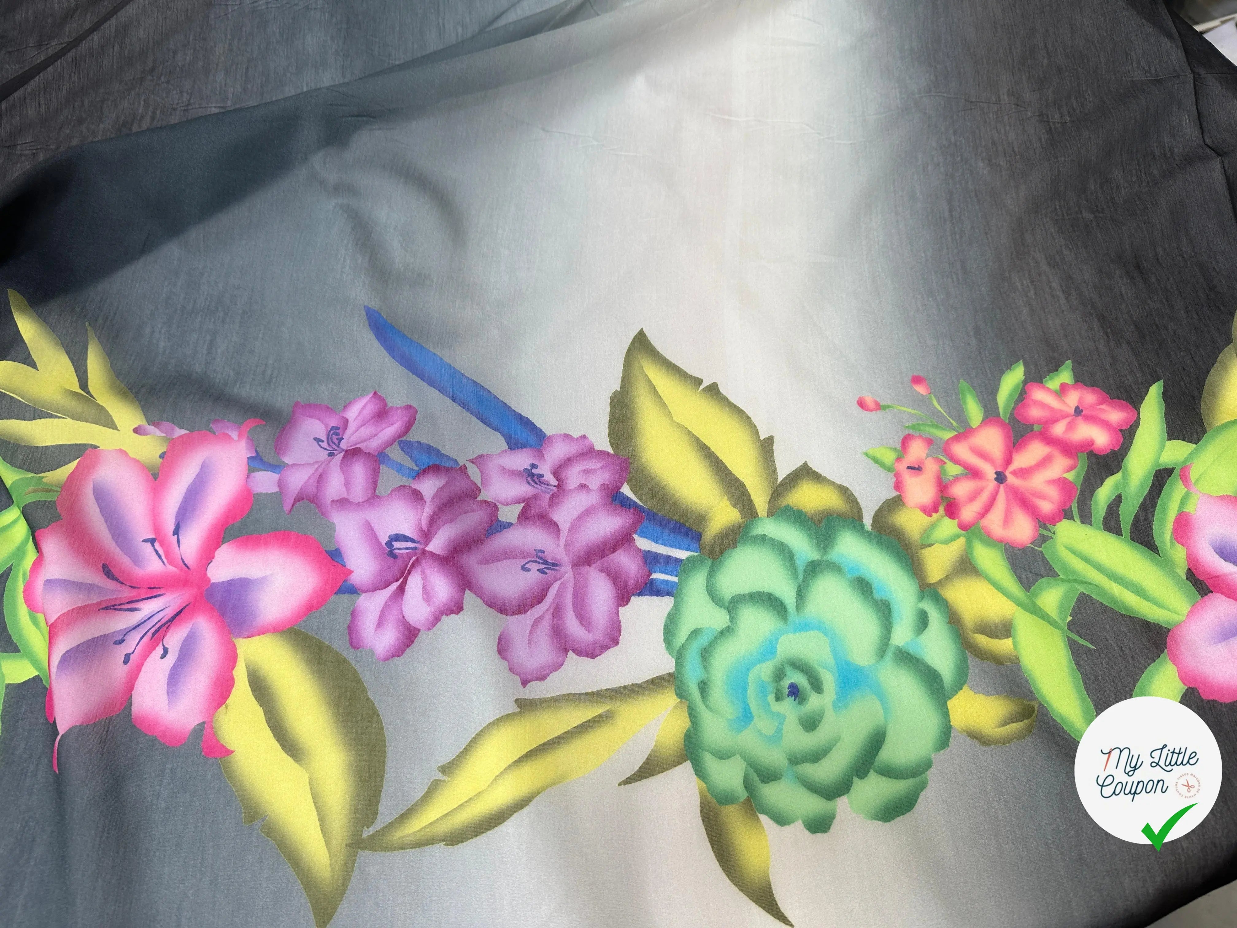 VOILE EMERISÉ COTON SOIE BASES DE FLEURS - My Little Coupon