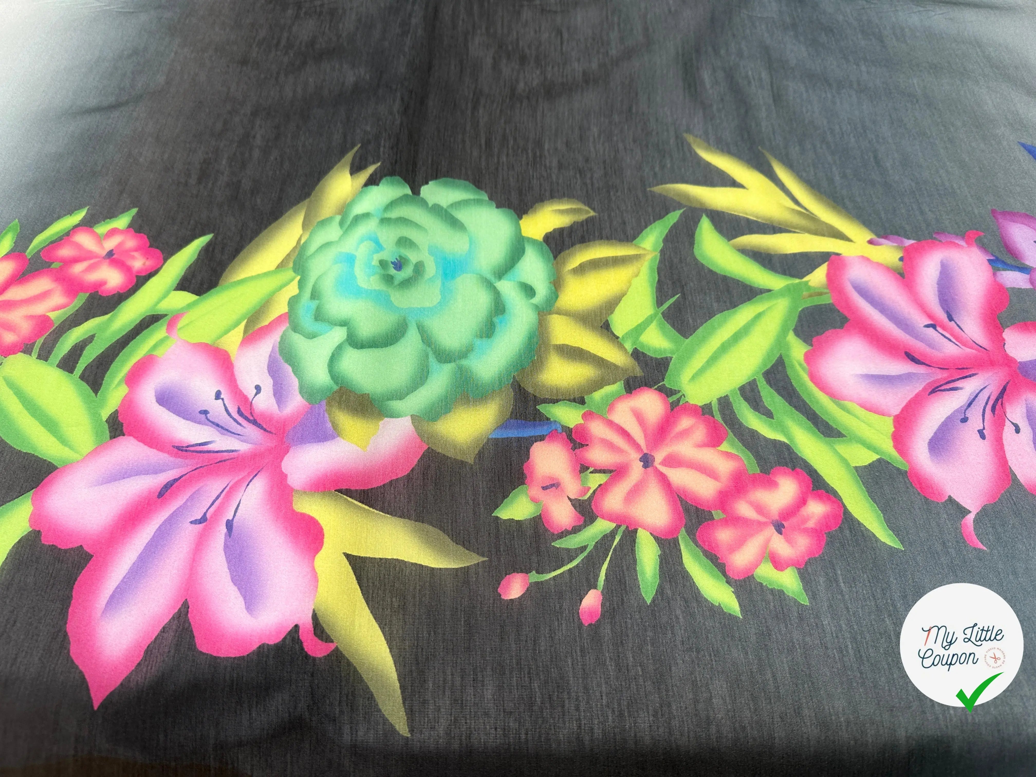 VOILE EMERISÉ COTON SOIE BASES DE FLEURS - My Little Coupon