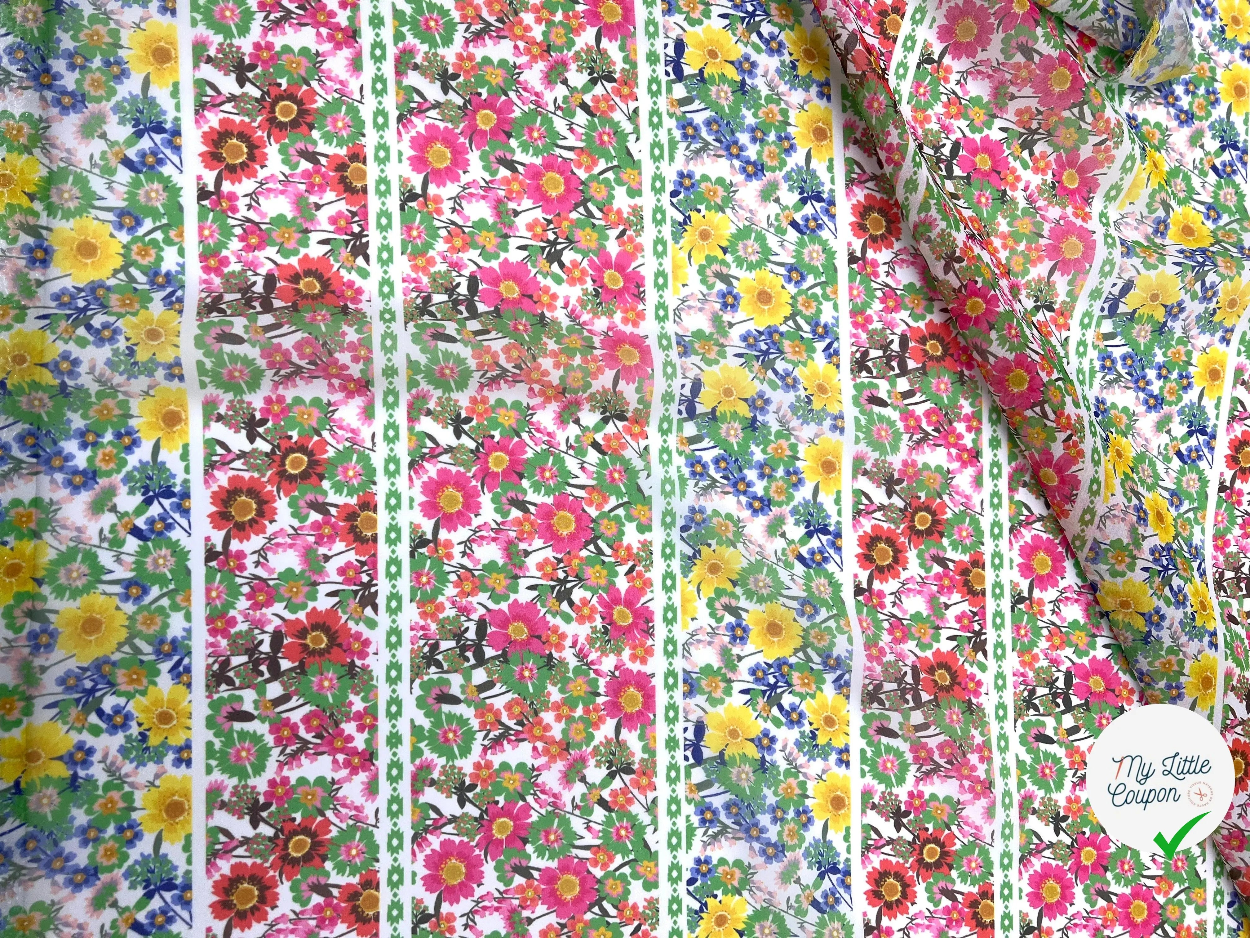 VOILE IMPRIMÉ MULTICOLORE FLORALIE SLAVE - My Little Coupon - tissu - coudre