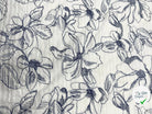 VOILE TISSÉ REBRODÉ FEUILLAGE INDIGO - My Little Coupon - tissu - coudre
