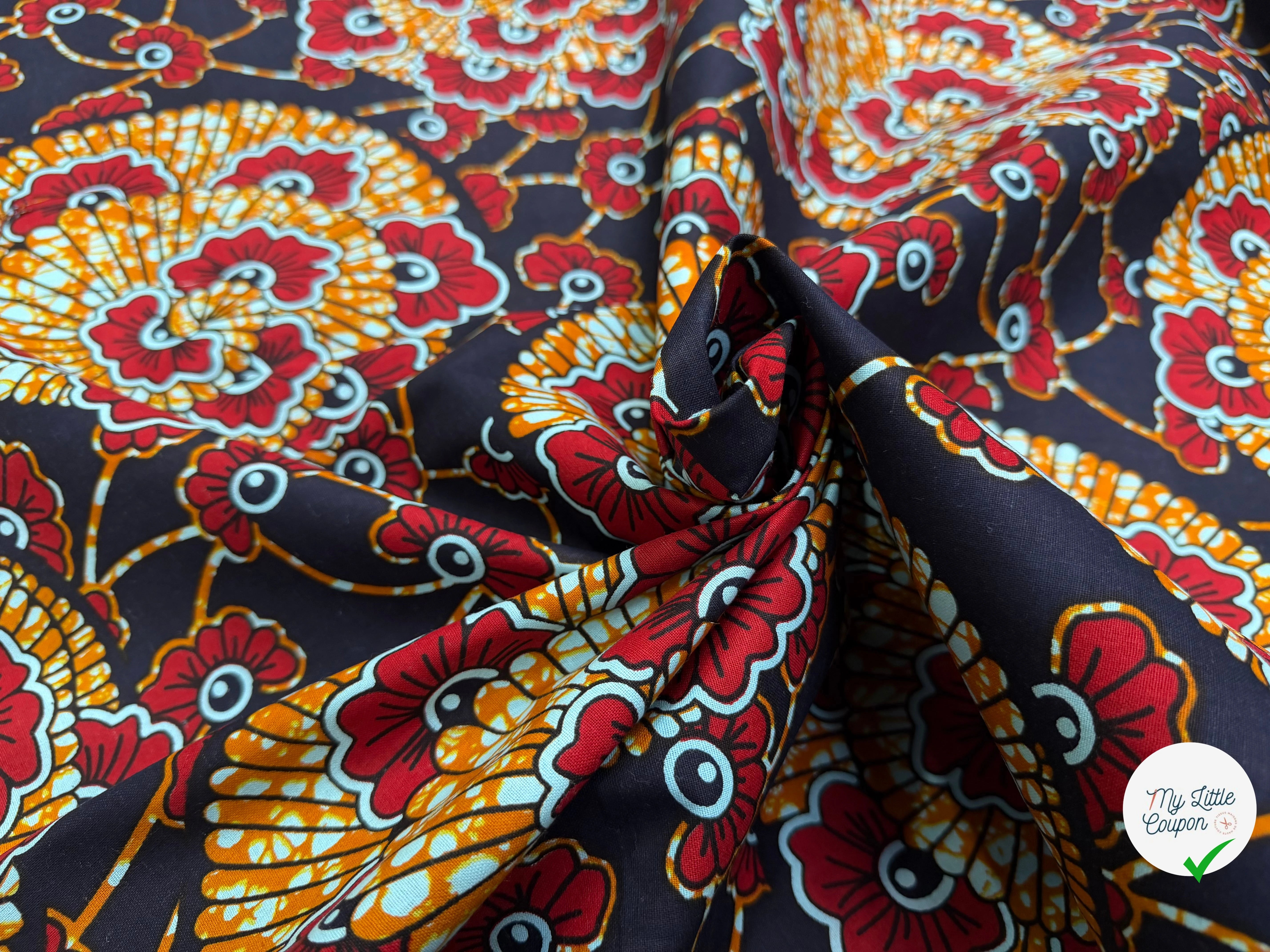 WAX COTON 82105 NOIR ROUGE 112 CM - My Little Coupon