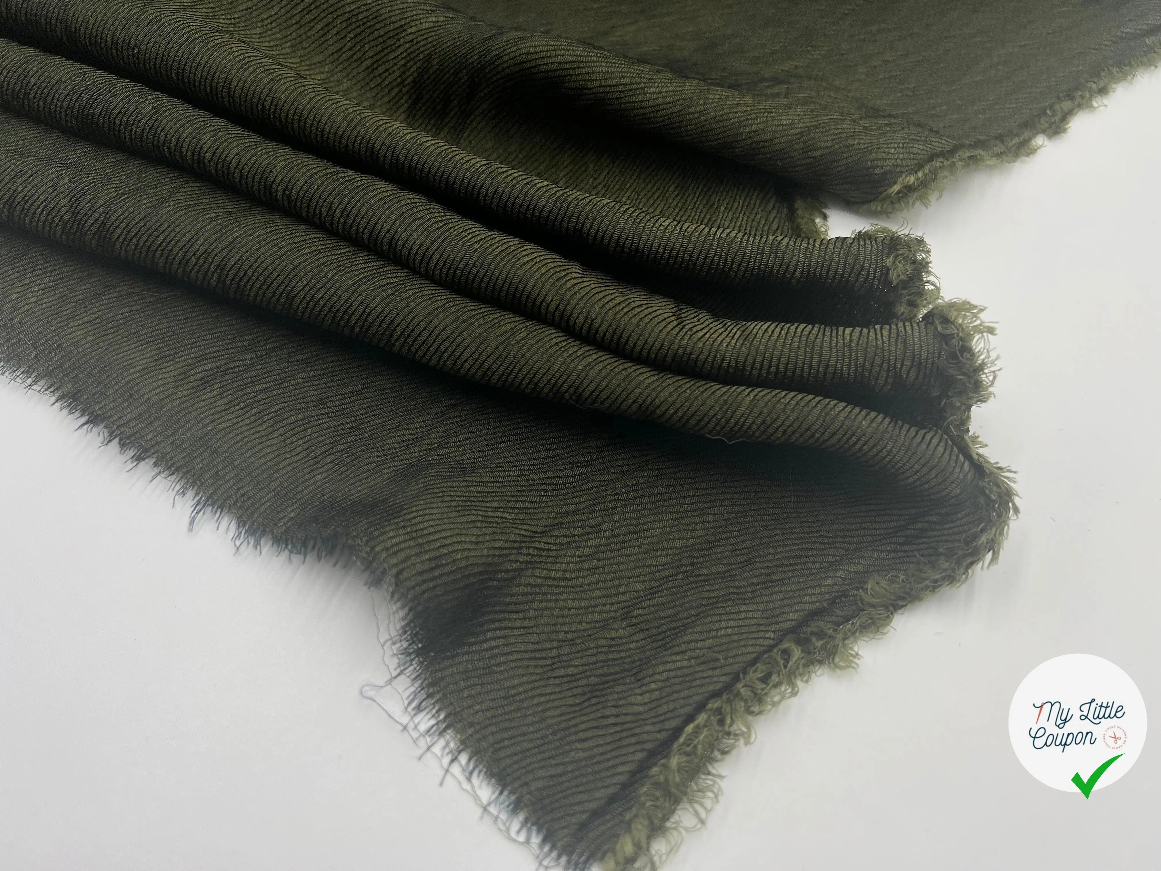 WHIPCORD CUPRO VERT ARMY CHINÉ - My Little Coupon - tissu - coudre