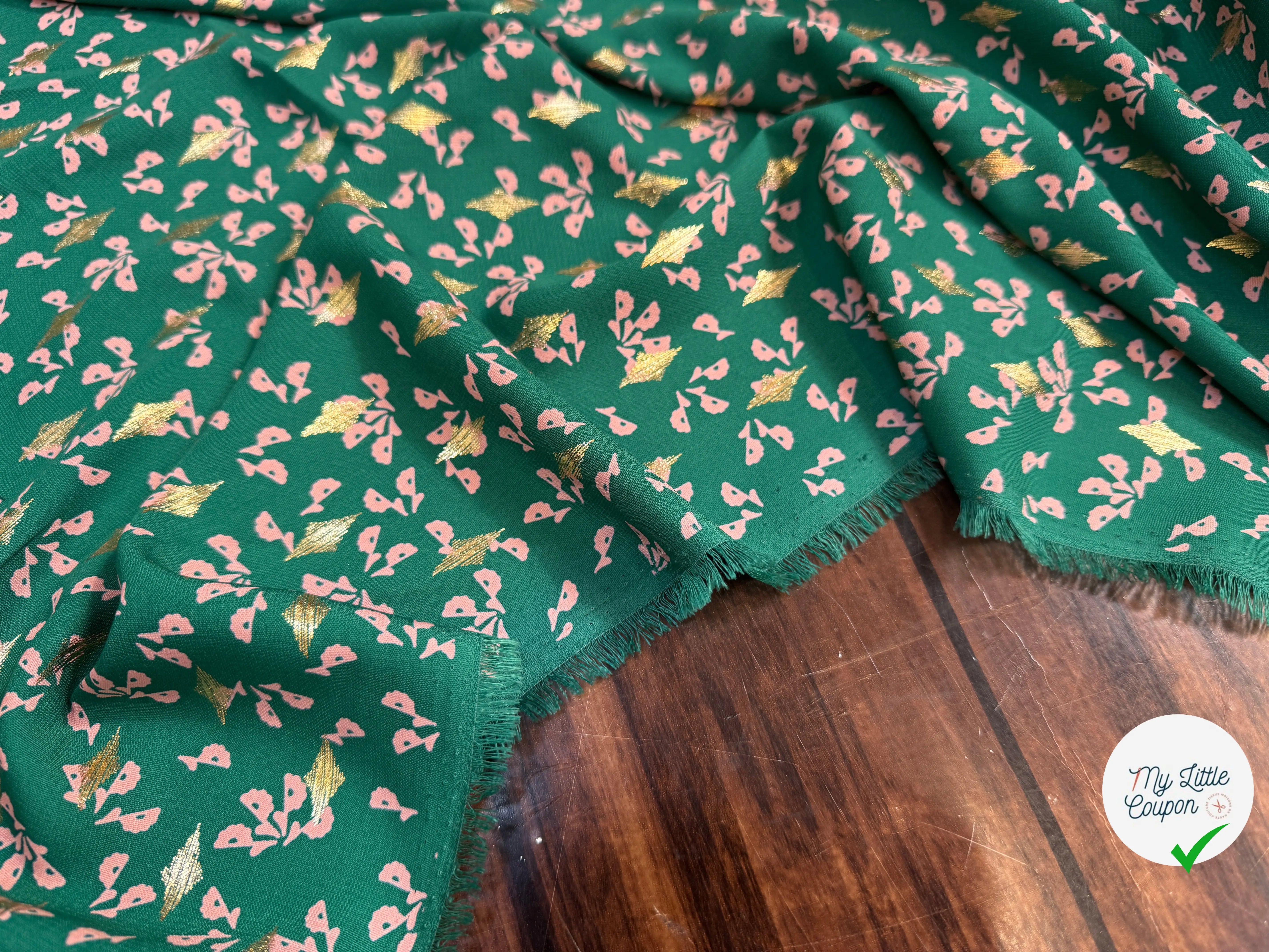 WOOLPEACH FLEURS REFLETS OR FOND VERT - My Little Coupon