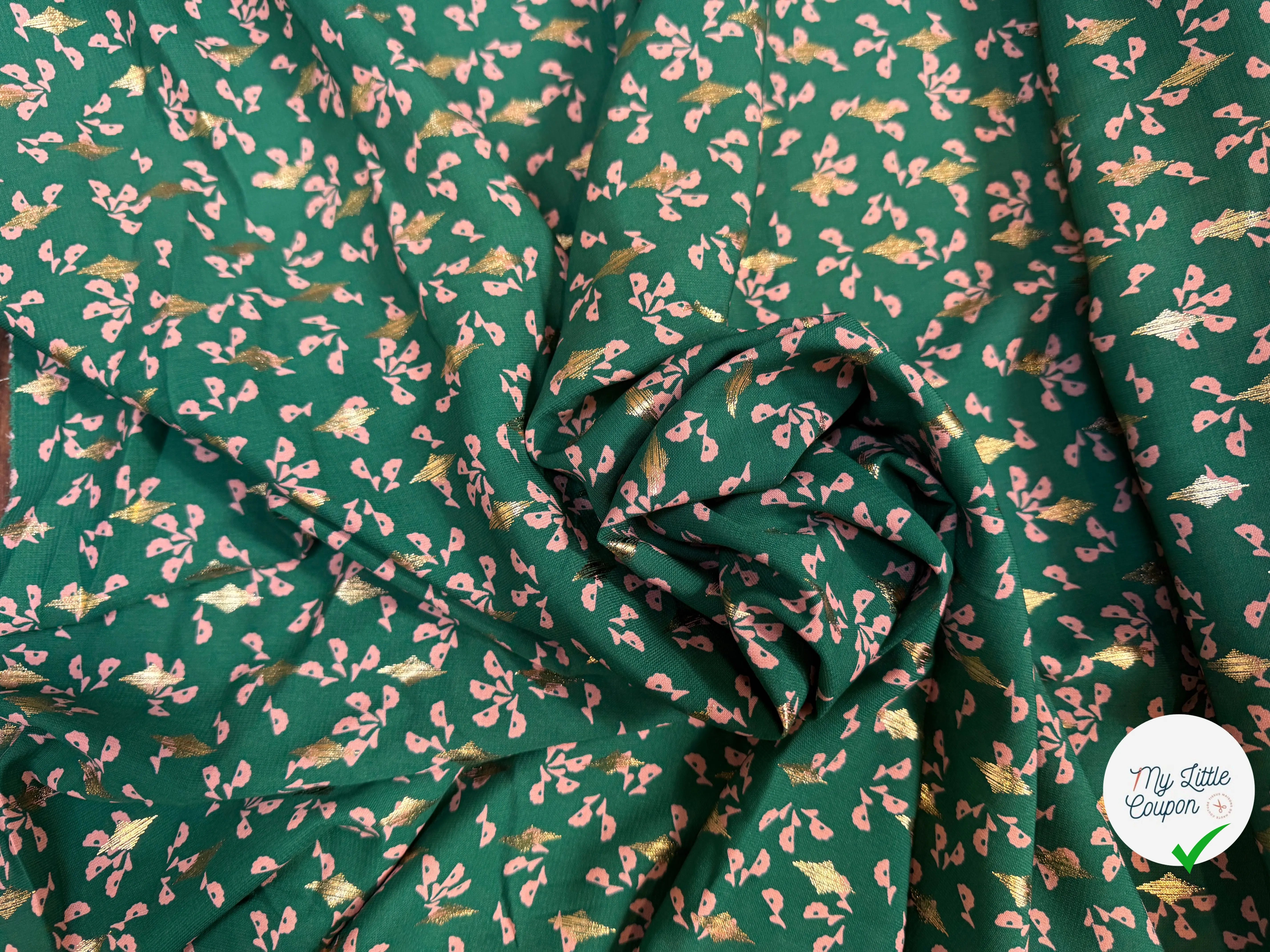 WOOLPEACH FLEURS REFLETS OR FOND VERT - My Little Coupon