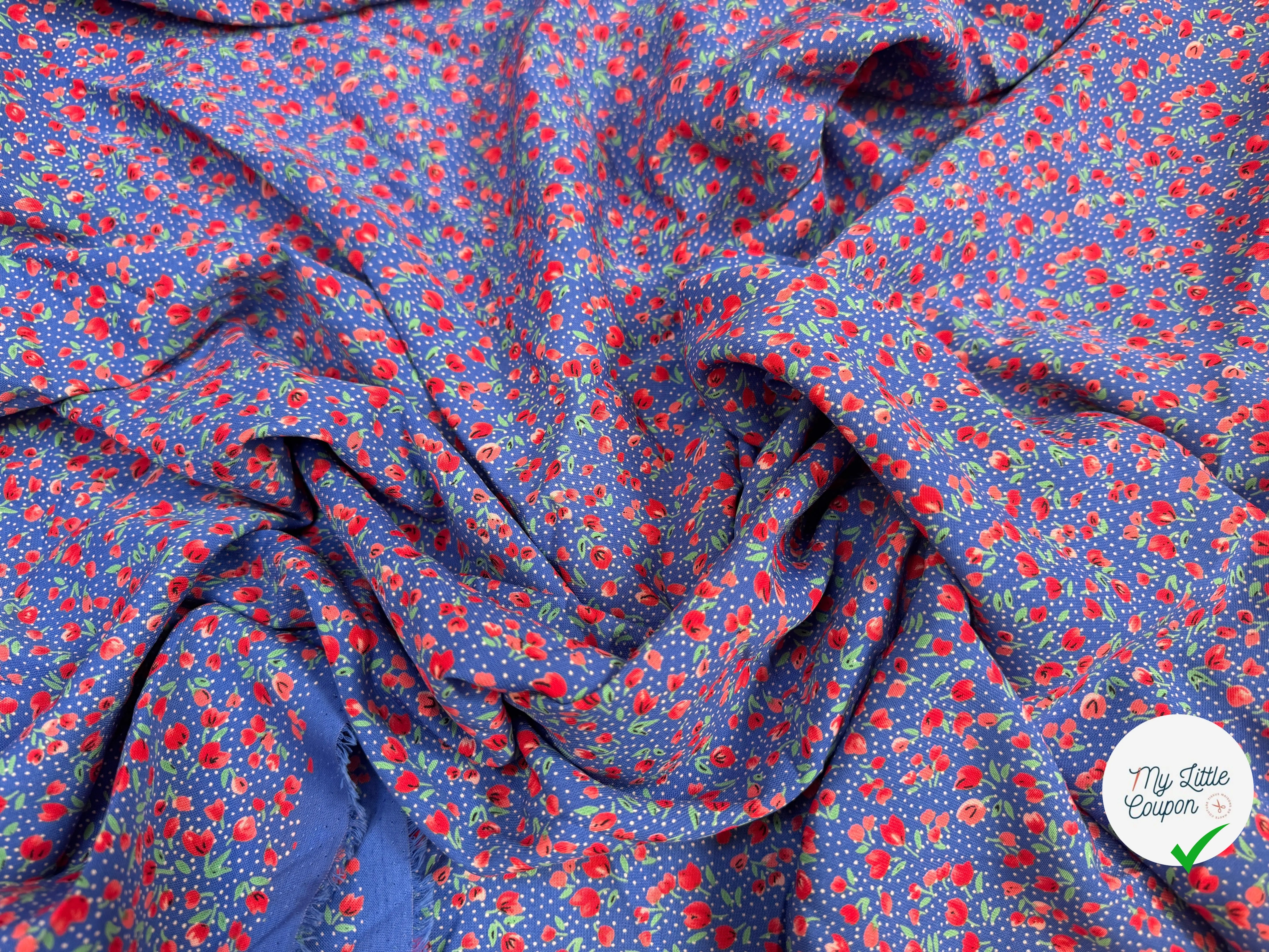 WOOLPEACH PTITE FLEURS ROUGE FOND BLEU - My Little Coupon