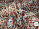YORYU SATIN STRIPE IMPRIMÉ FLEURS FOND BLANC FINES RAYURES LUREX DORÉ MLC INTERN