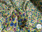 YORYU SATIN STRIPE IMPRIMÉ FLEURS VERTES FOND JAUNE MLC INTERN