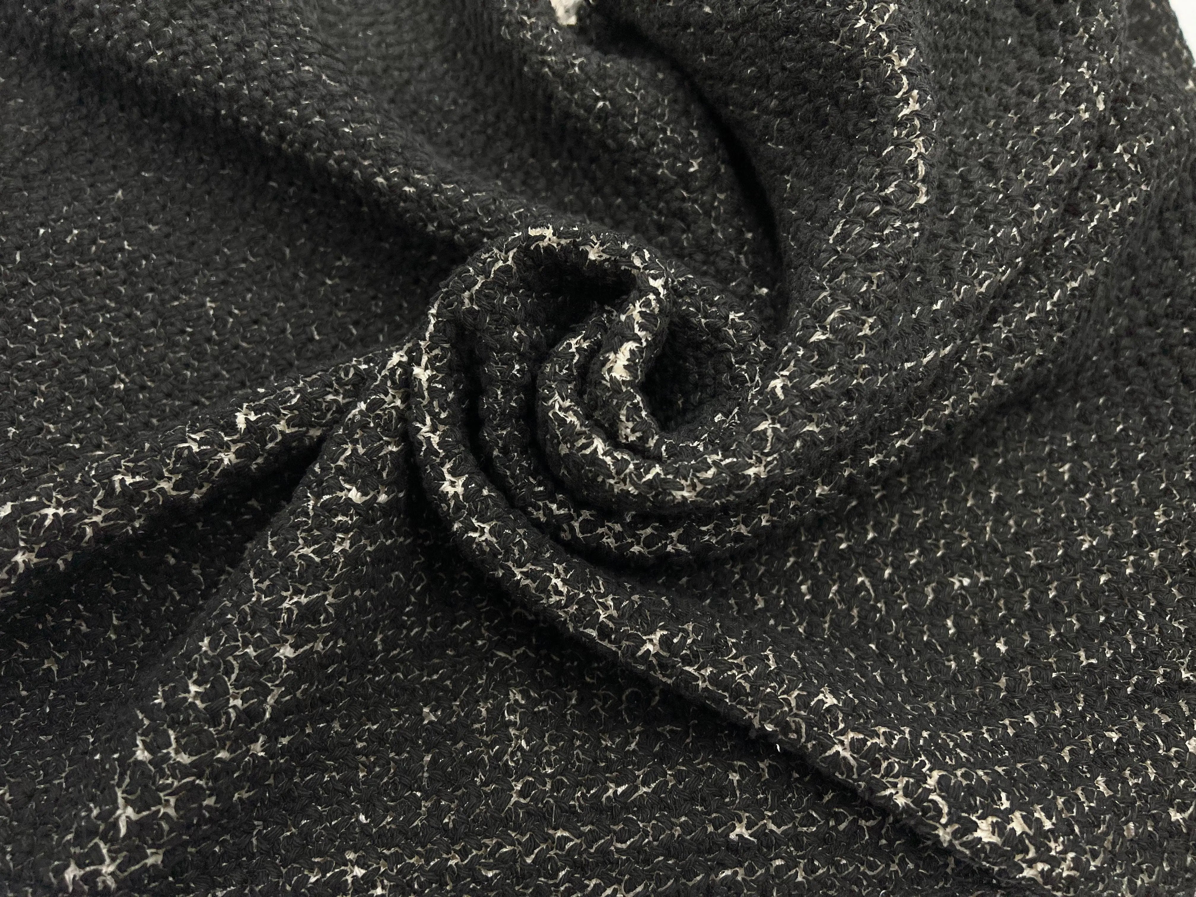 BOUCLETTE REVERSIBLE NOIR SUR BLANC CASSÉ FAÇON TRICOT - My Little Coupon - tissu - coudre