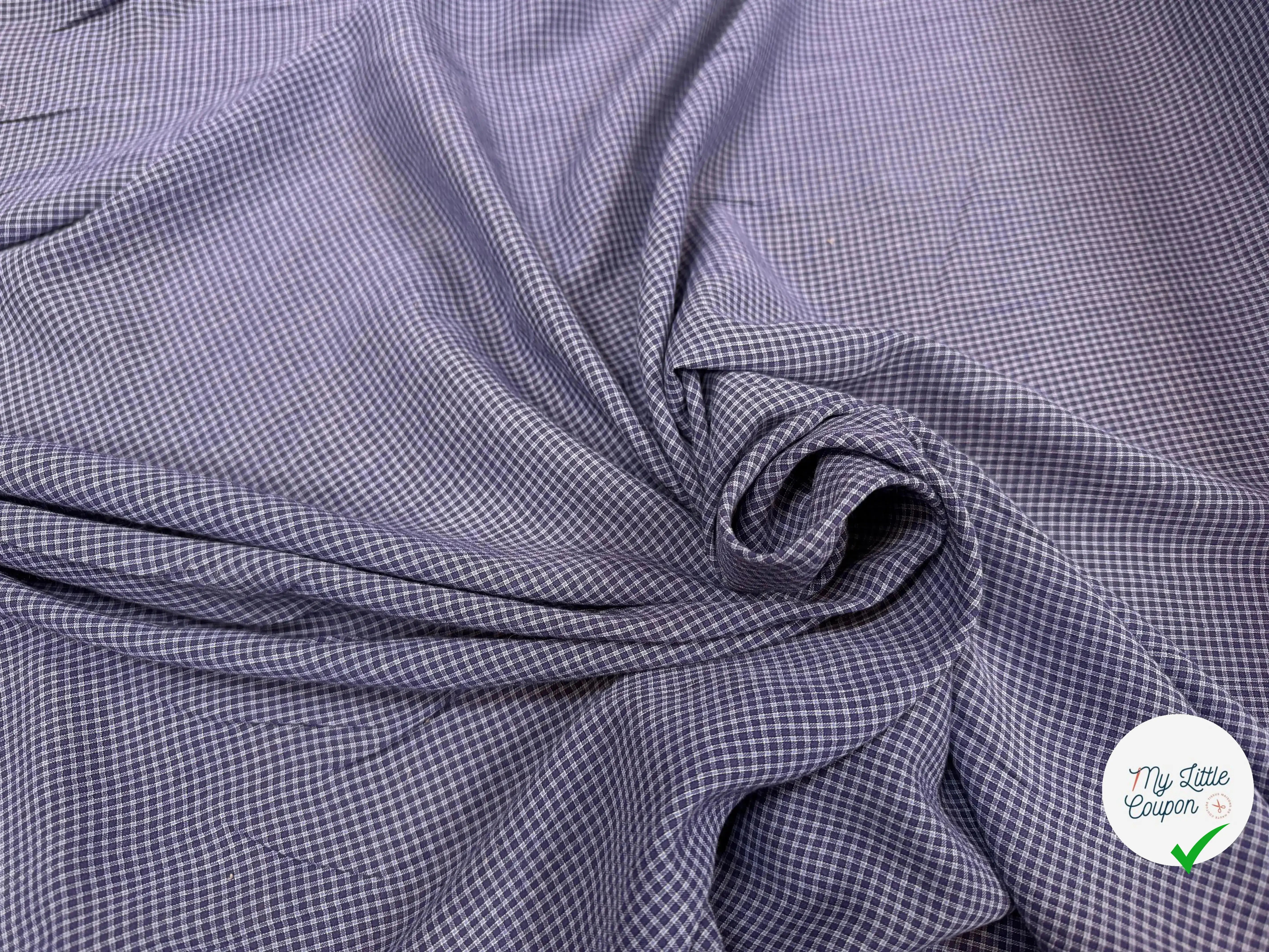 COTON LEGER LEGERMENT GAUFFRE PETIT CARREAUX BLEU - My Little Coupon