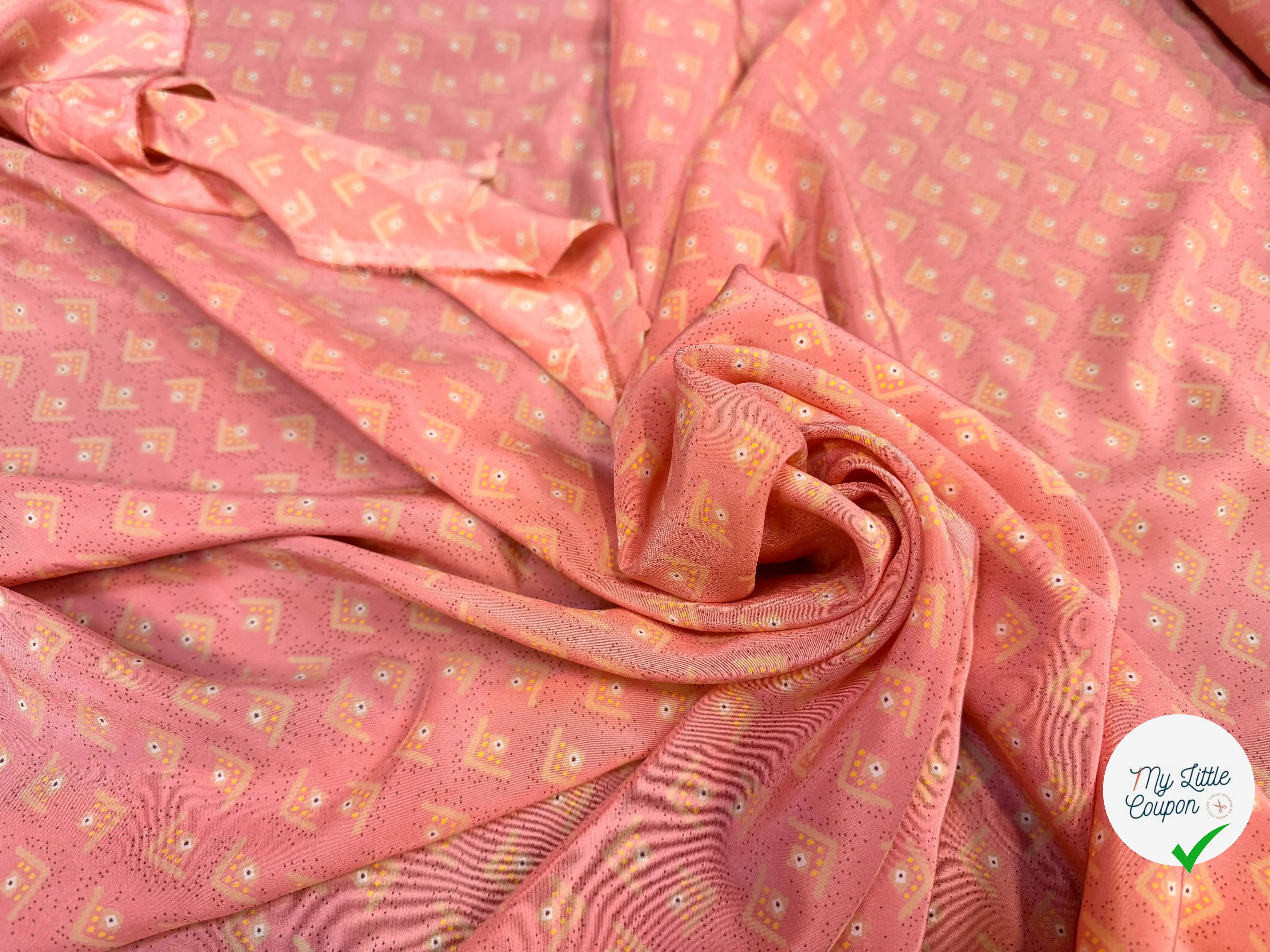 CREPE DE CHINE SOIE DELHI PRINT 16 MOMME ROSE - My Little Coupon