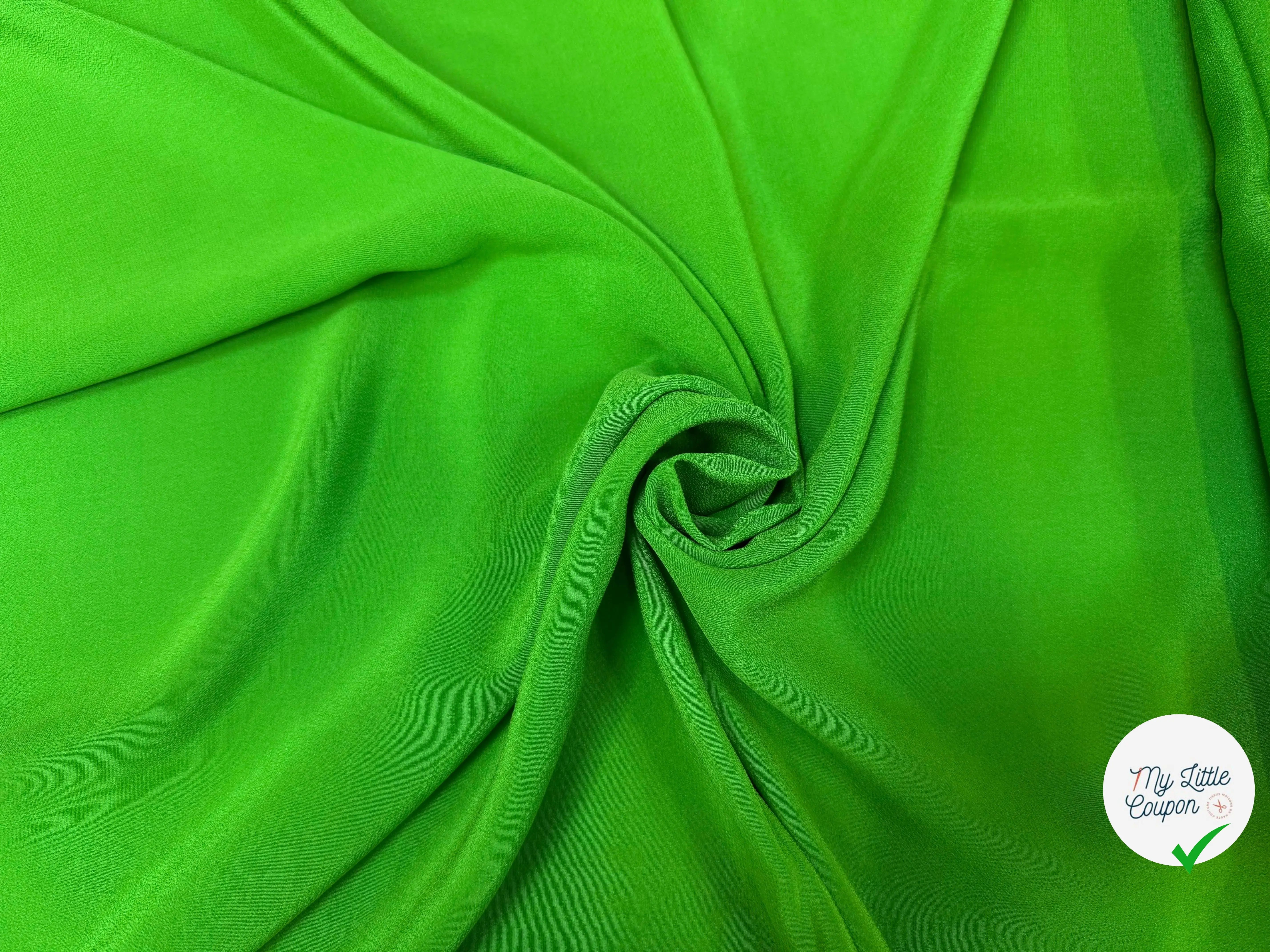 CREPE DE CHINE SOIE UNIE VERT PRESQUE FLUO - My Little Coupon