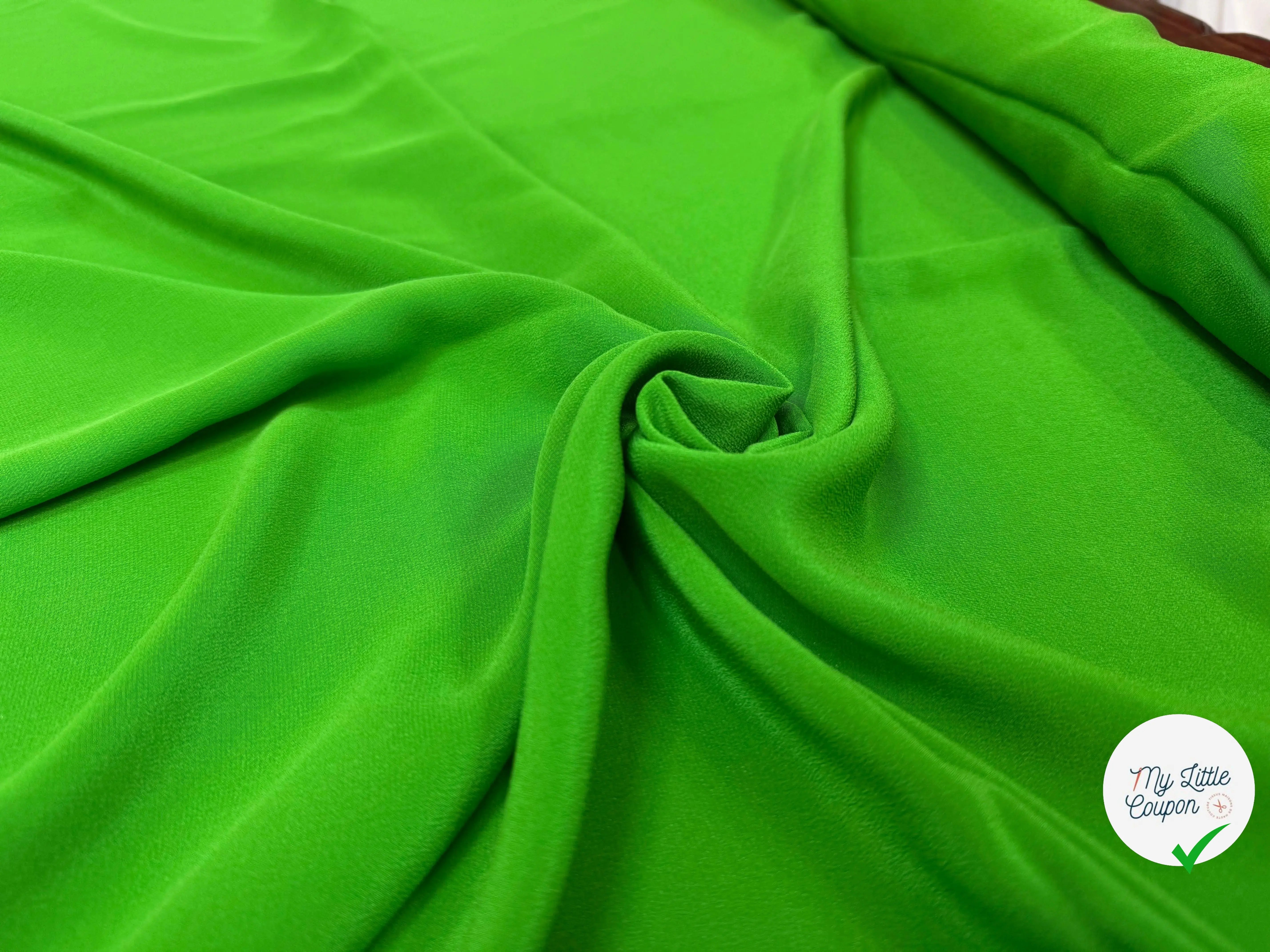 CREPE DE CHINE SOIE UNIE VERT PRESQUE FLUO - My Little Coupon