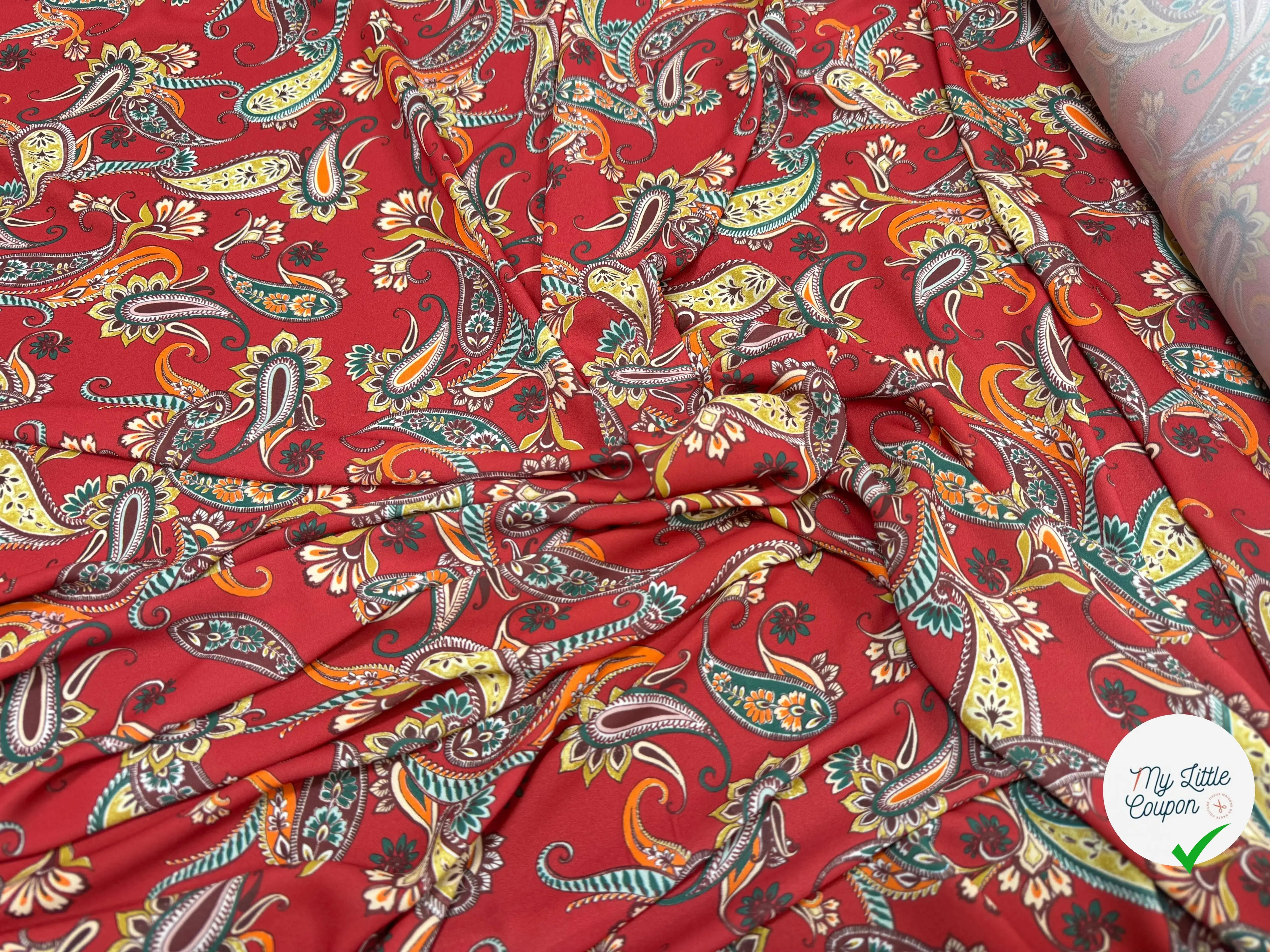 CREPE DE PAISLEY BURGUNDY - My Little Coupon