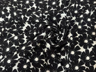 CREPE MAROCAIN VISCOSE FOND BLANC MOTIFS FLEURS DU BONHEUR JAPON NOIR - My Little Coupon