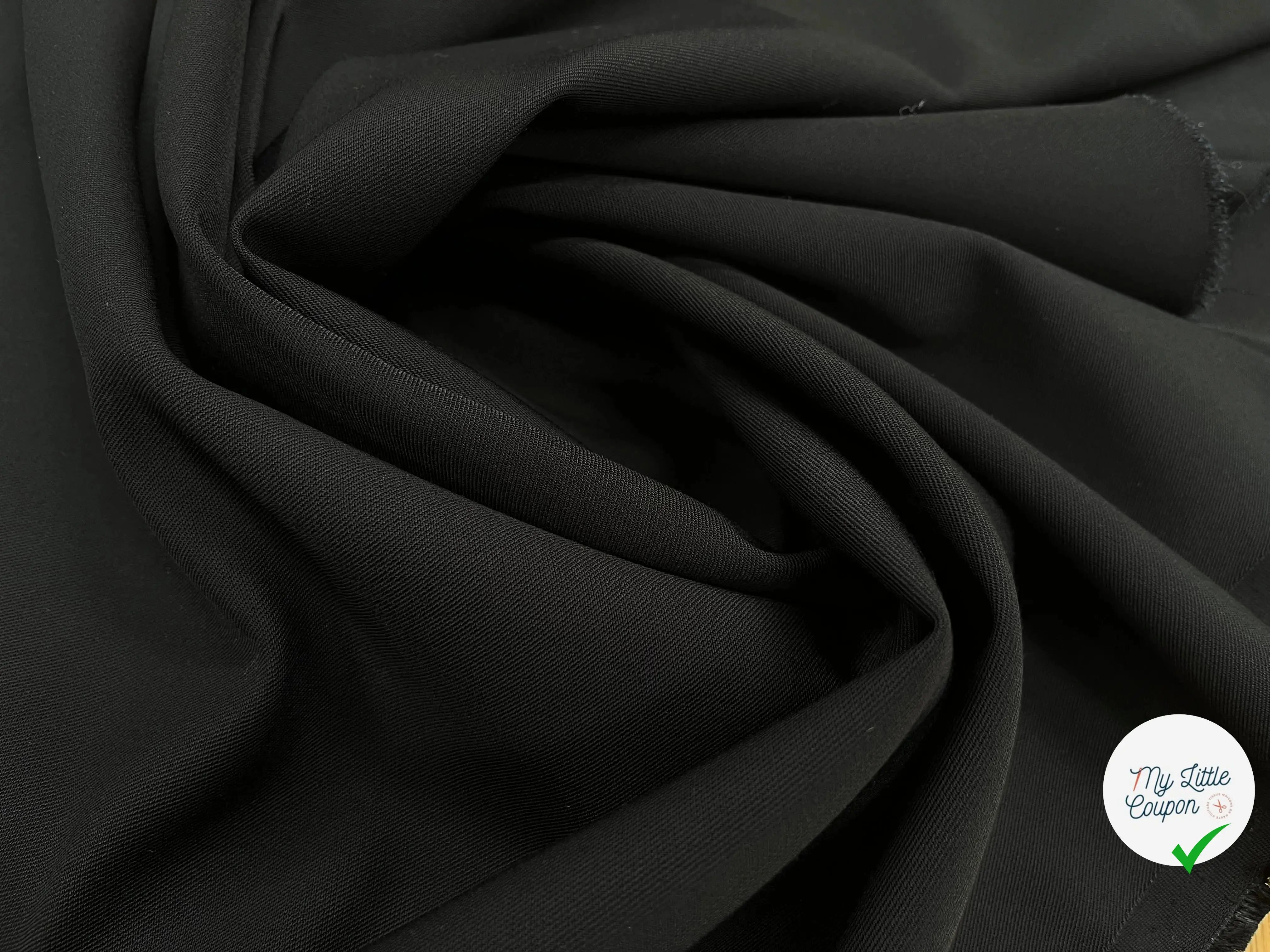 CREPE VISCOSE SERGEE NOIR UNI STRETCH - My Little Coupon