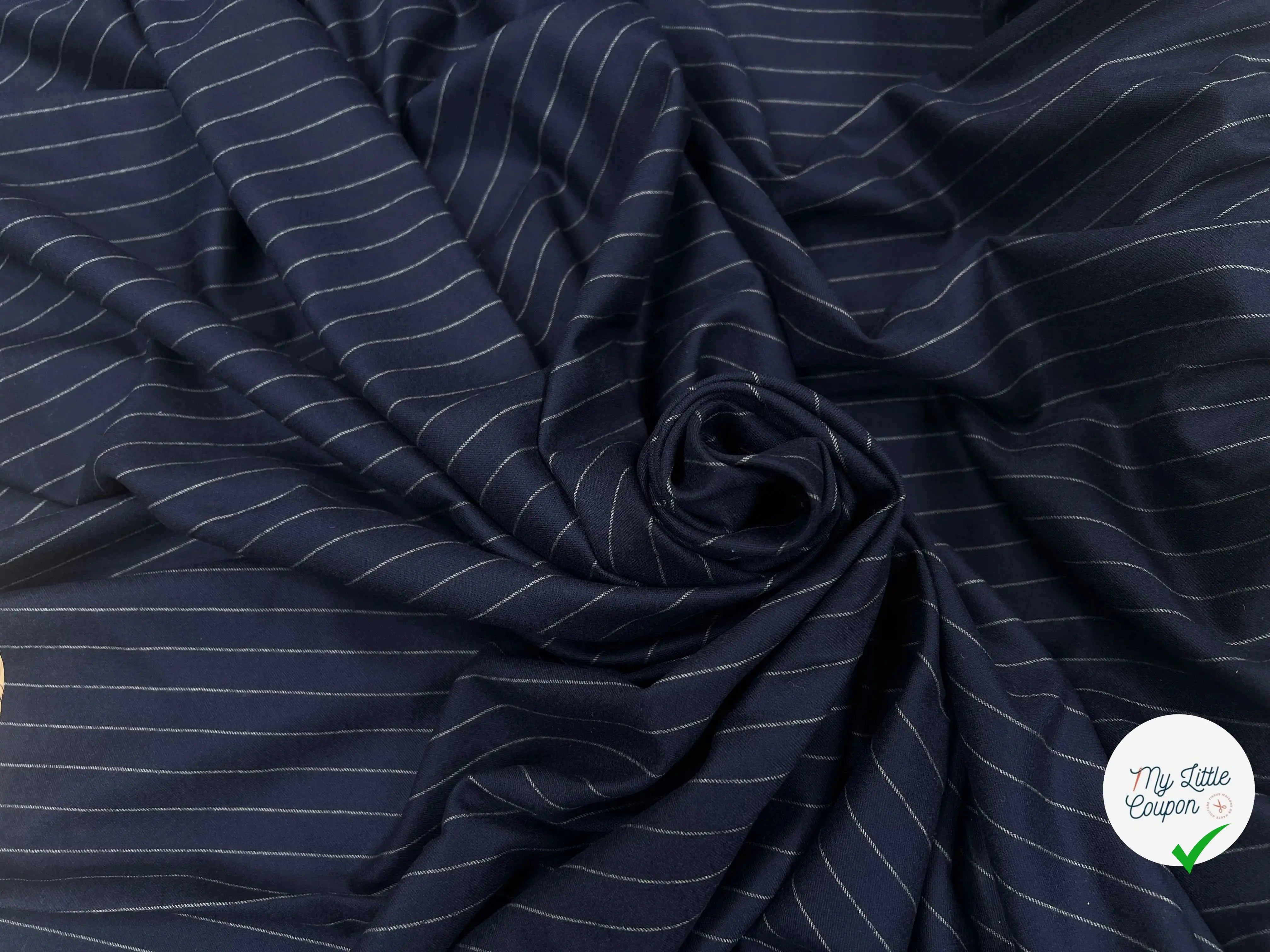 FLANELLE DE LAINE RAYURE ULTRA CHIC MARINE - My Little Coupon