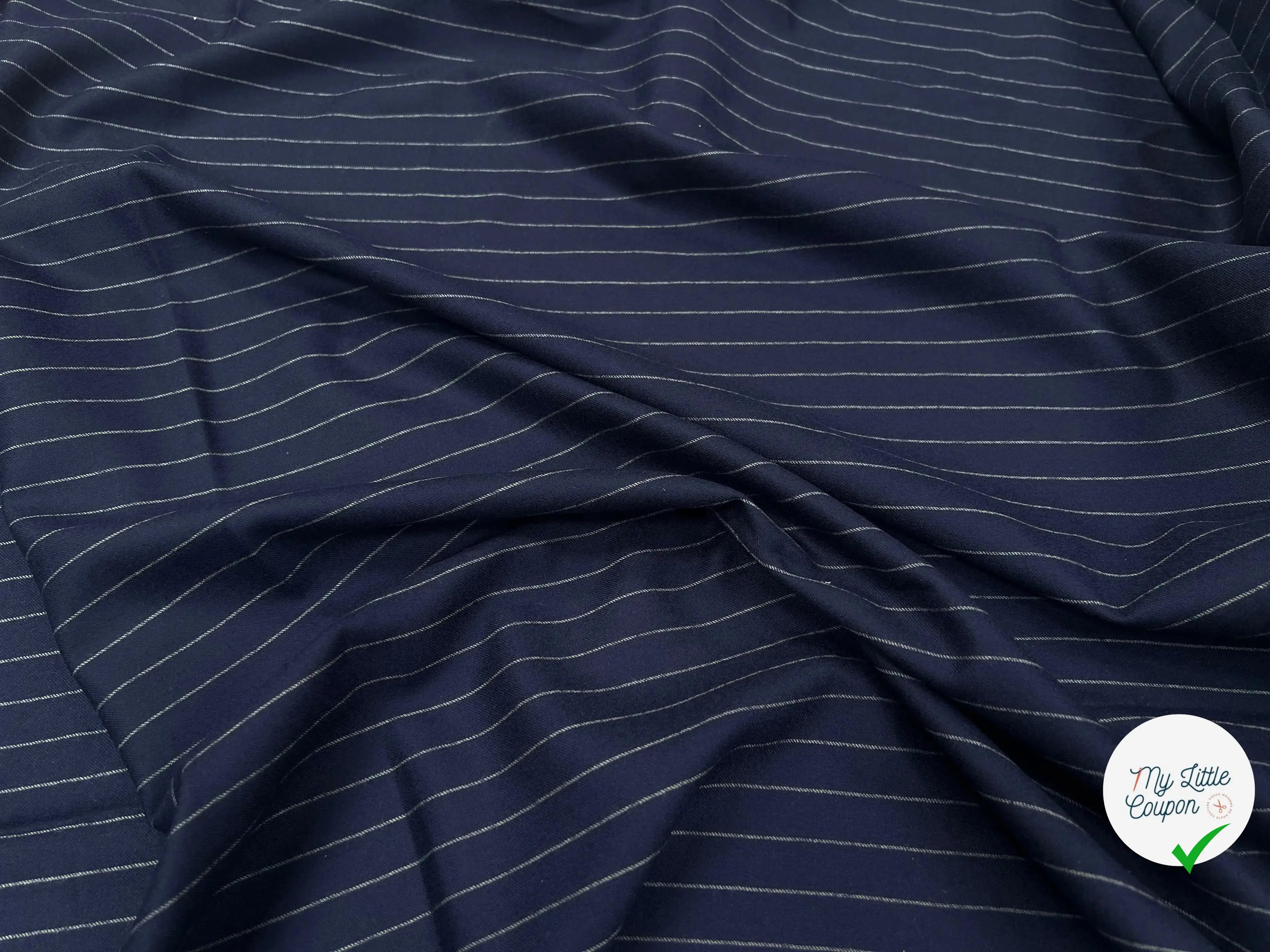 FLANELLE DE LAINE RAYURE ULTRA CHIC MARINE - My Little Coupon