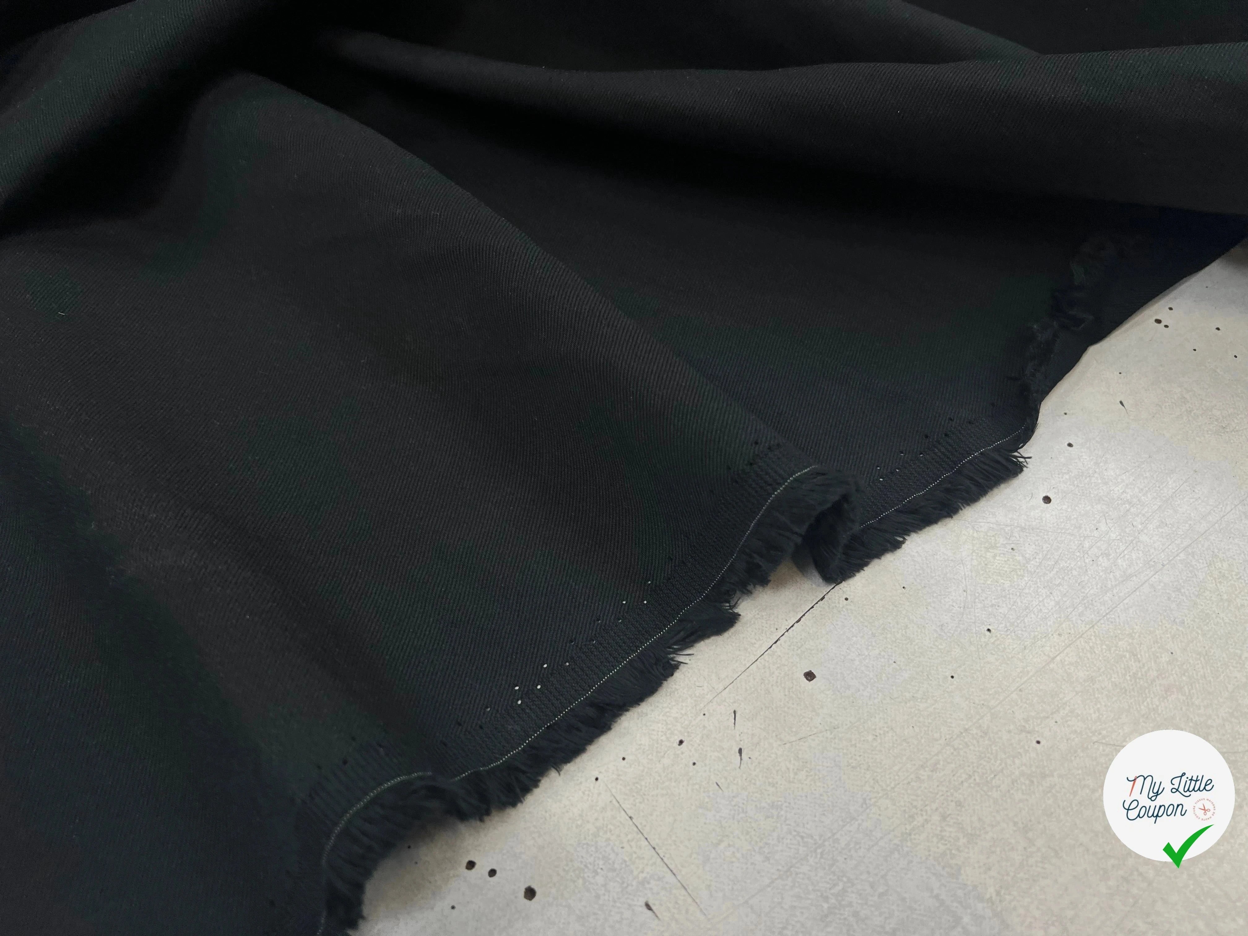 GABARDINE DE COTON NOIR SERGÉE 153 CM LAIZE - My Little Coupon