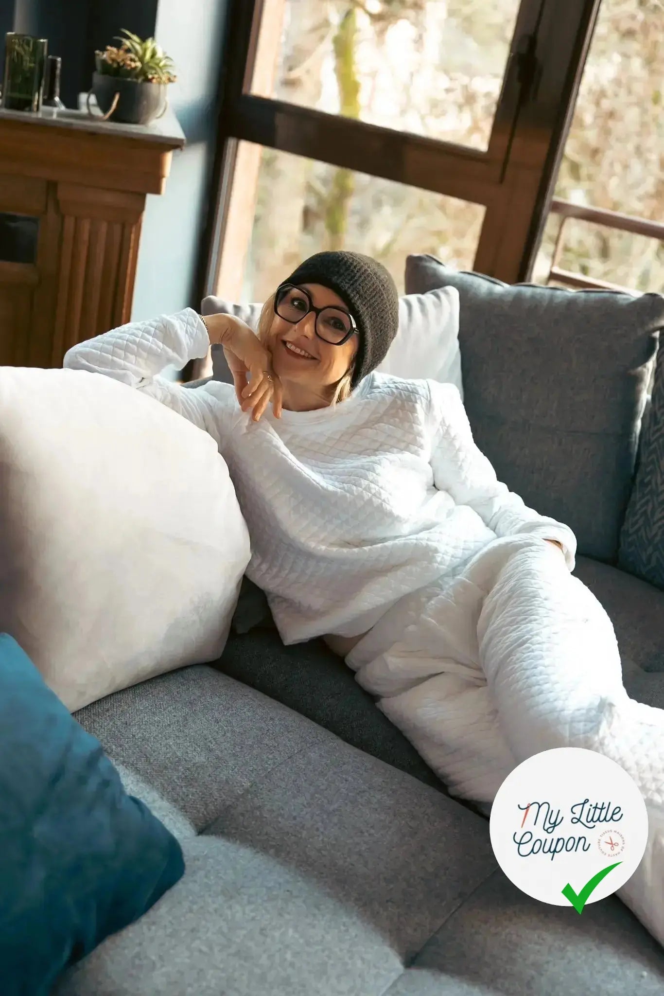 JERSEY MATELASSE BLANC LOSANGES MLC INTERN