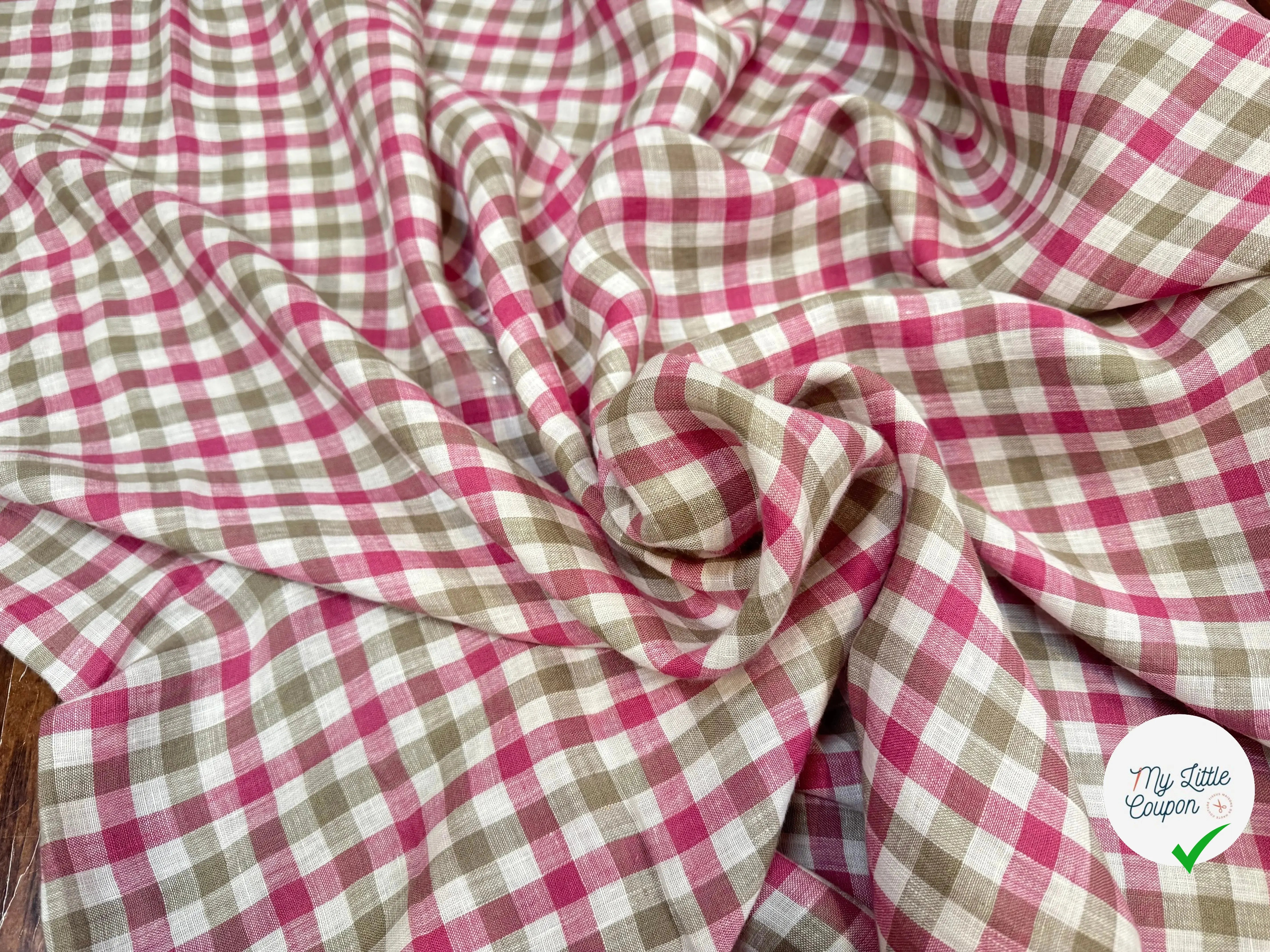 LIN VICHY ROSE BLANC MARRON - My Little Coupon