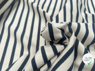 MAILLE LOURD COTON RAYURES REGULIERES BLEU FOND CREME - My Little Coupon
