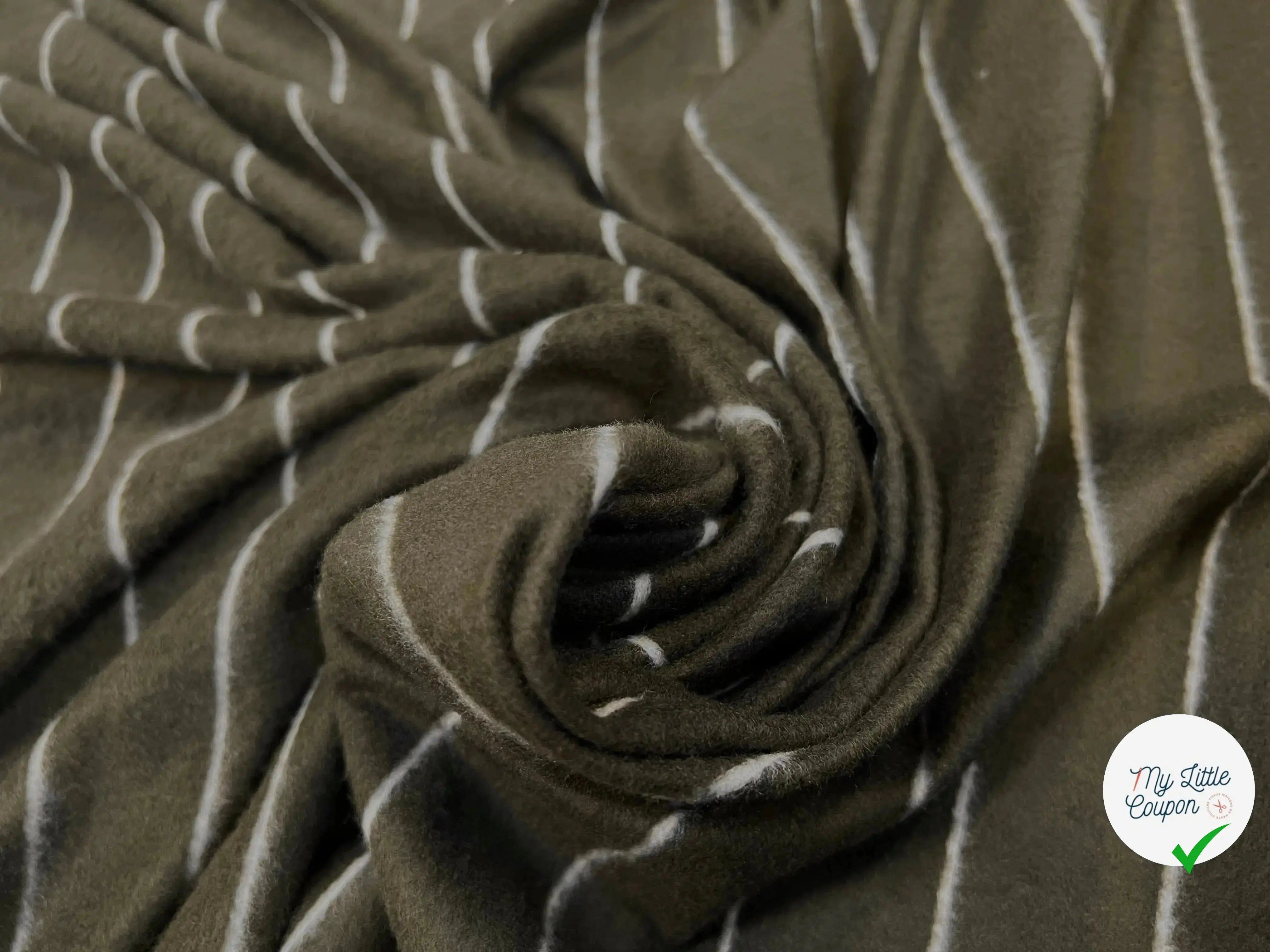 MOLLETON VISCOSE EMERISÉ RAYURE TENNIS KAKI CHIC MSO