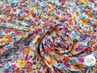 MOUSSELINE FLORAISON MULTICOLORE FOND BLANC - My Little Coupon