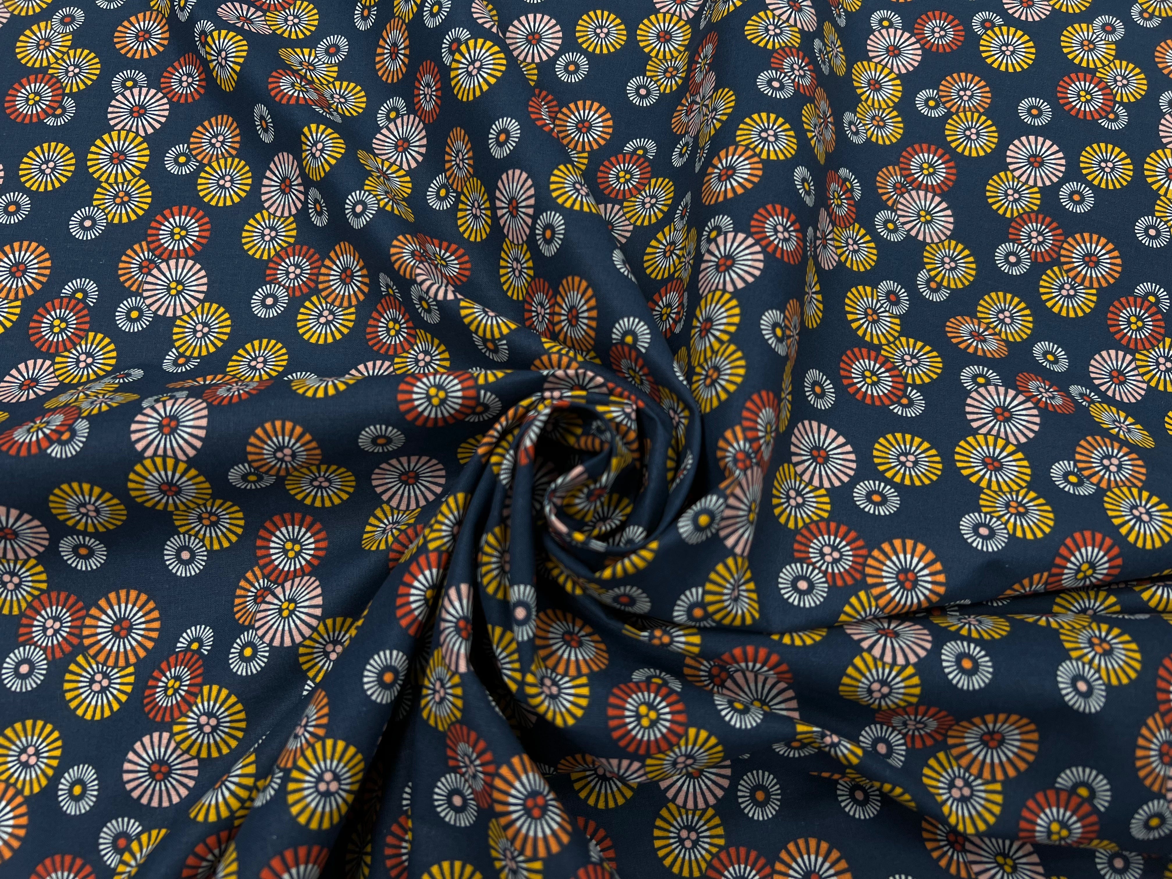 PERCALE DE COTON SOLEIL-LEVANT INDIGO - My Little Coupon