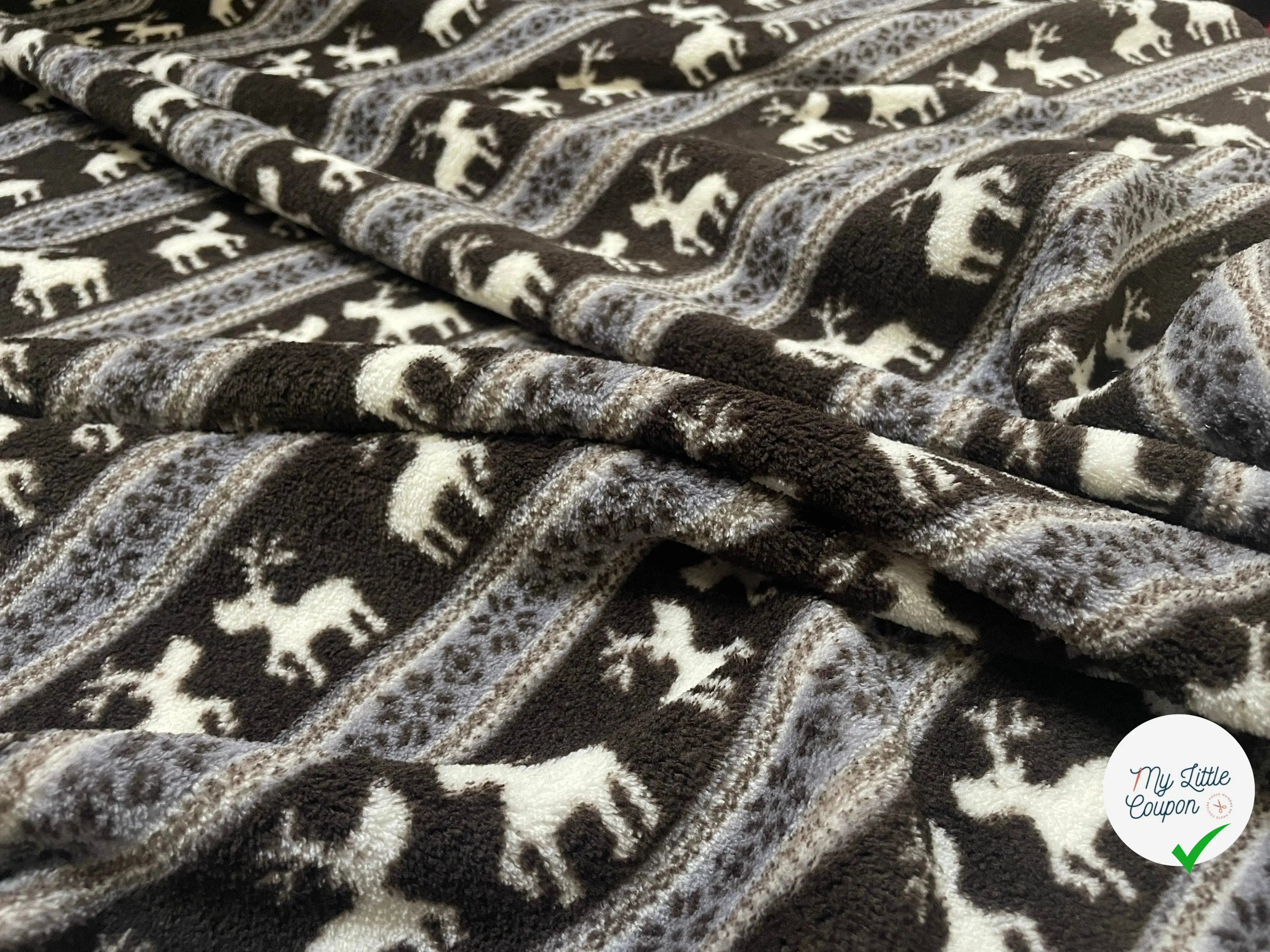POLAIRE TRÈS DOUX ROMANCE DE CARIBOUS SUR LIT DE FLOCONS - My Little Coupon - tissu - coudre