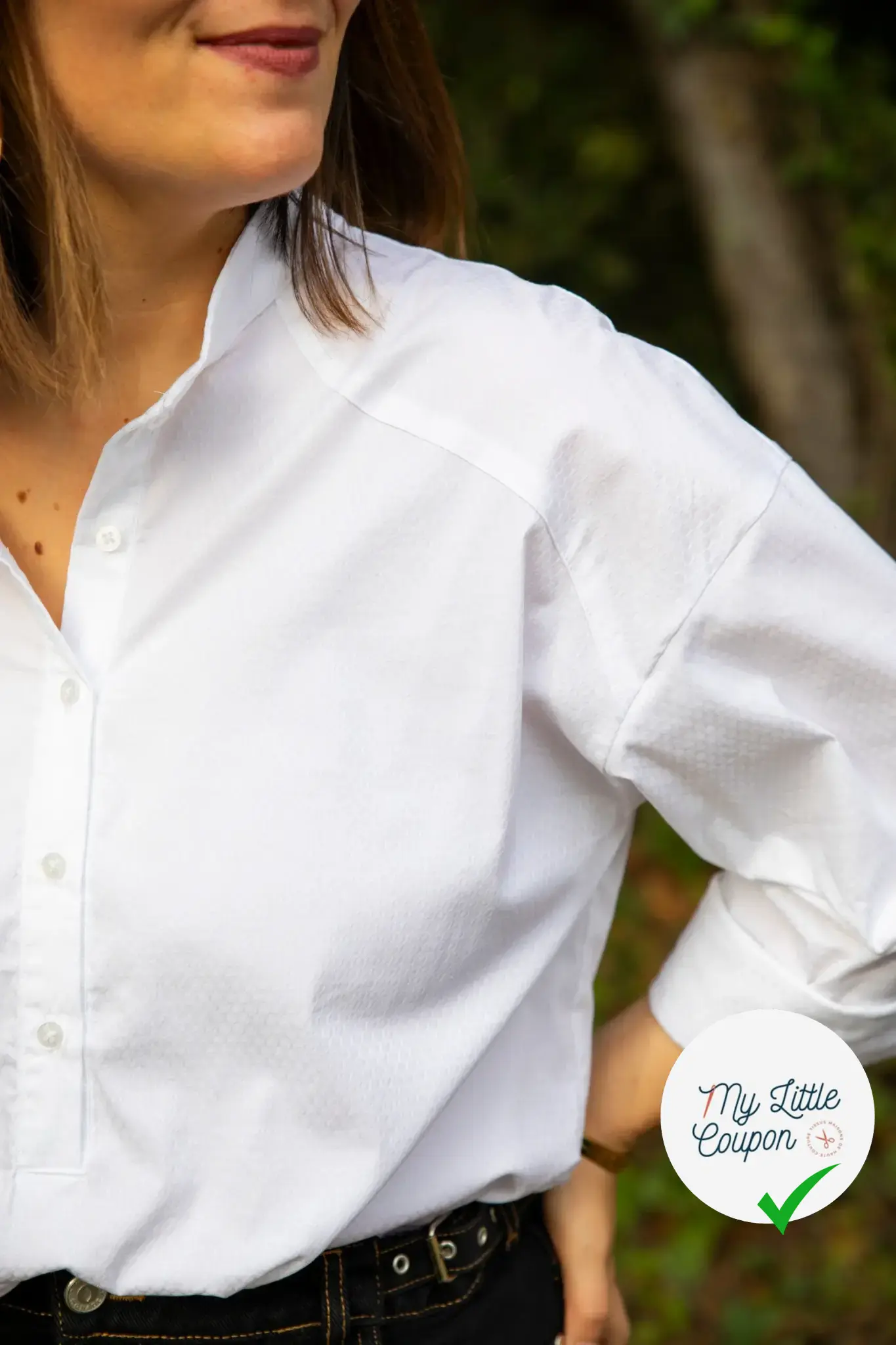 POPELINE BLANC JACQUARD MOTIF CIRCULAIRE - My Little Coupon