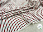POPELINE BLANCHE RAYURES SERTIES NOIRES & ROUGE STRETCH MSO