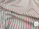 POPELINE BLANCHE RAYURES SERTIES NOIRES & ROUGE STRETCH MSO