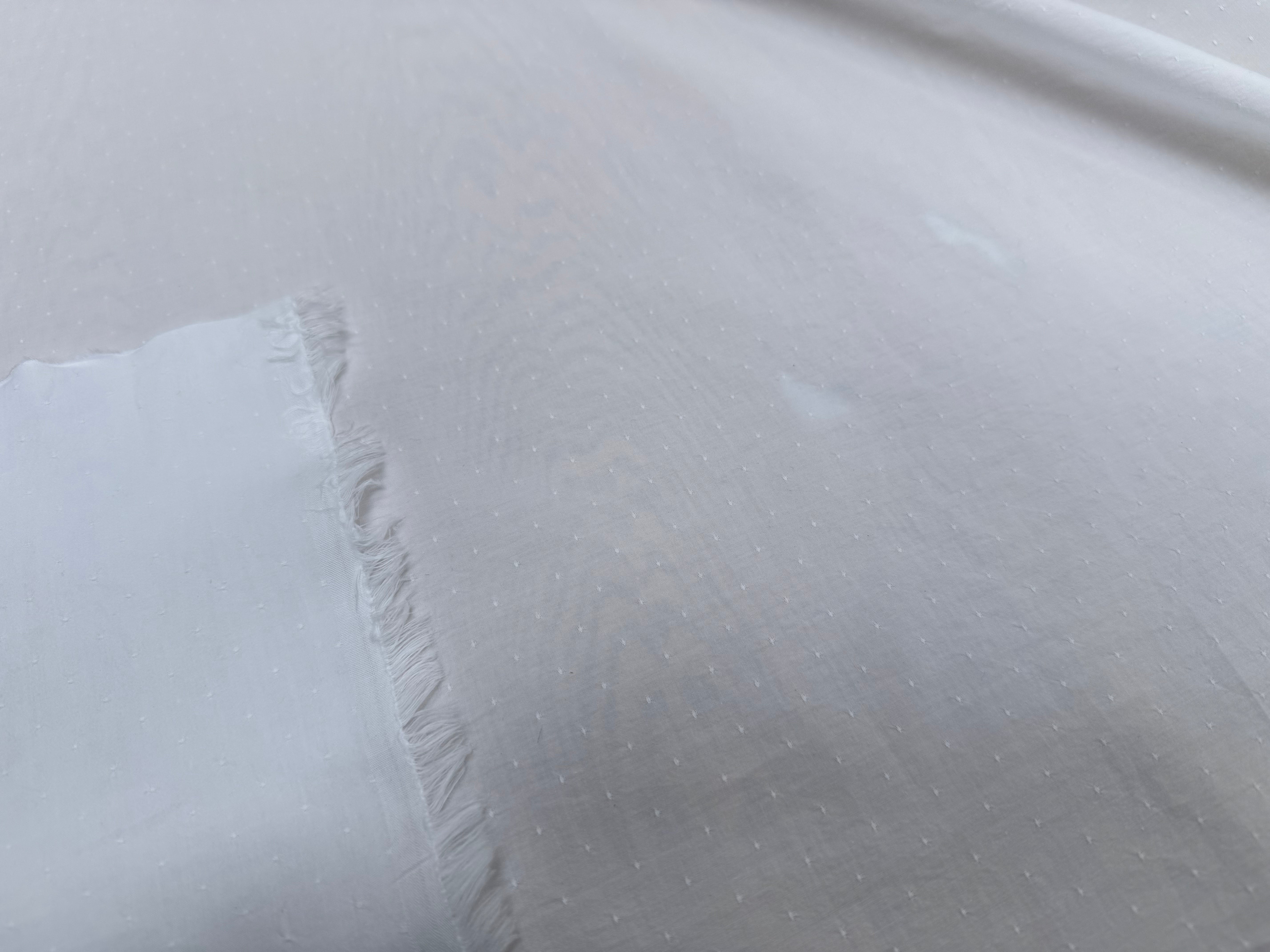 POPELINE DE COTON MICROSTONE CRAQUANT PLUMETIS BLANC - My Little Coupon