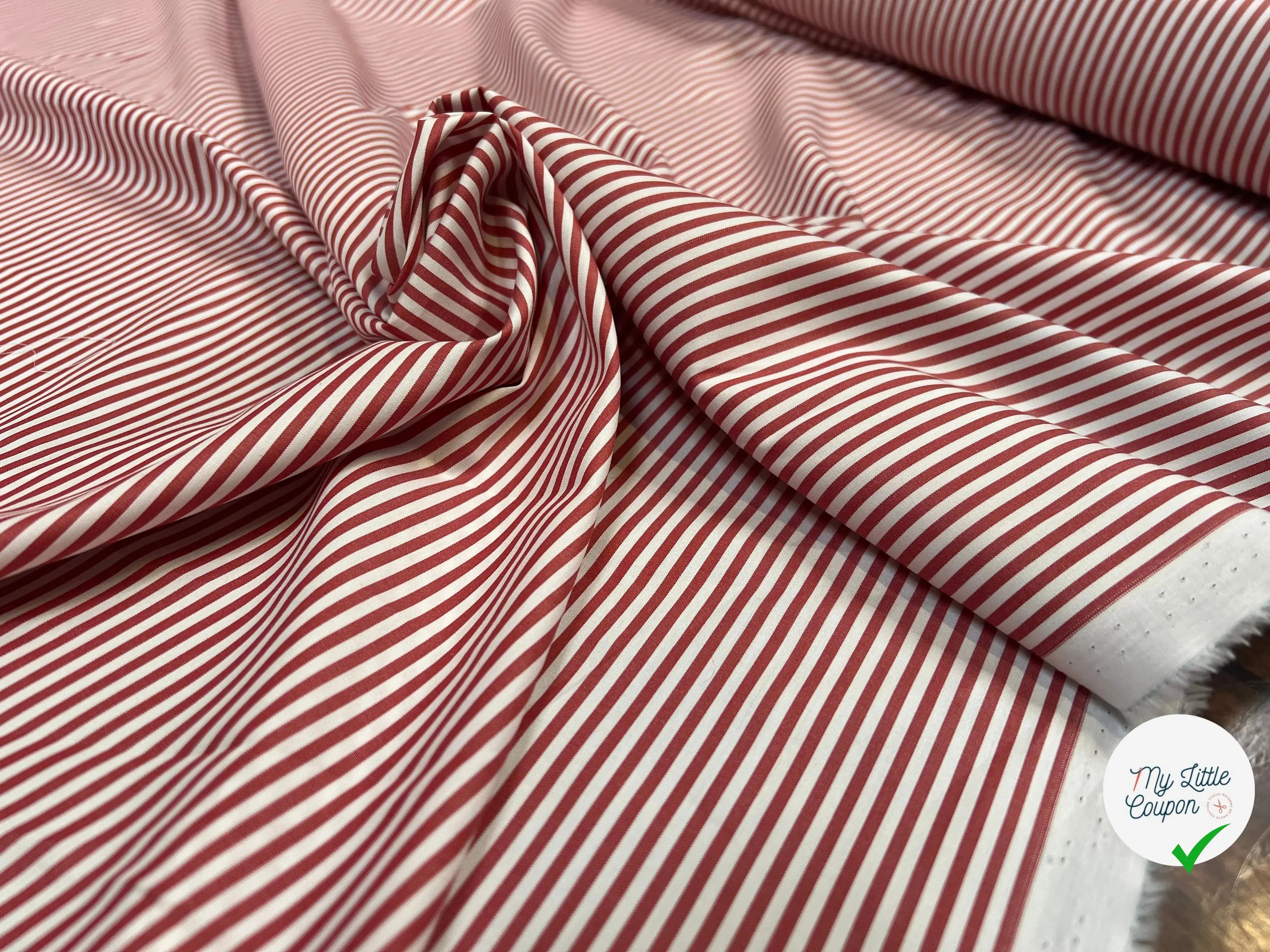 POPELINE DE COTON RAYURES ROUGES ET BLANCHES - My Little Coupon
