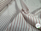 POPELINE DE COTON RAYURES VERTICALES BLANCHES, ROUGE ET MARRON - My Little Coupon