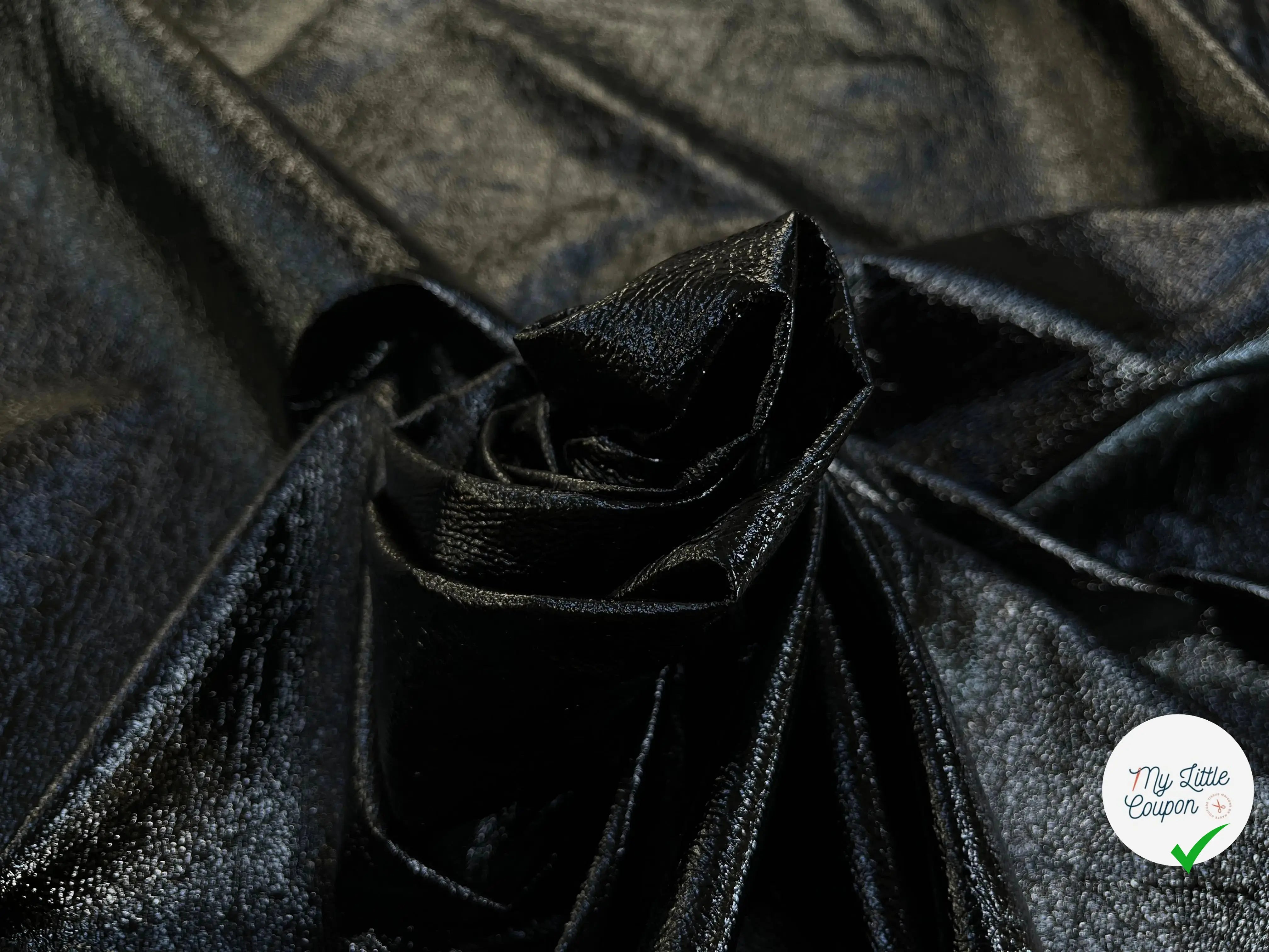 SATIN CUIR VINYLE NOIR ENVERS GRIS - My Little Coupon