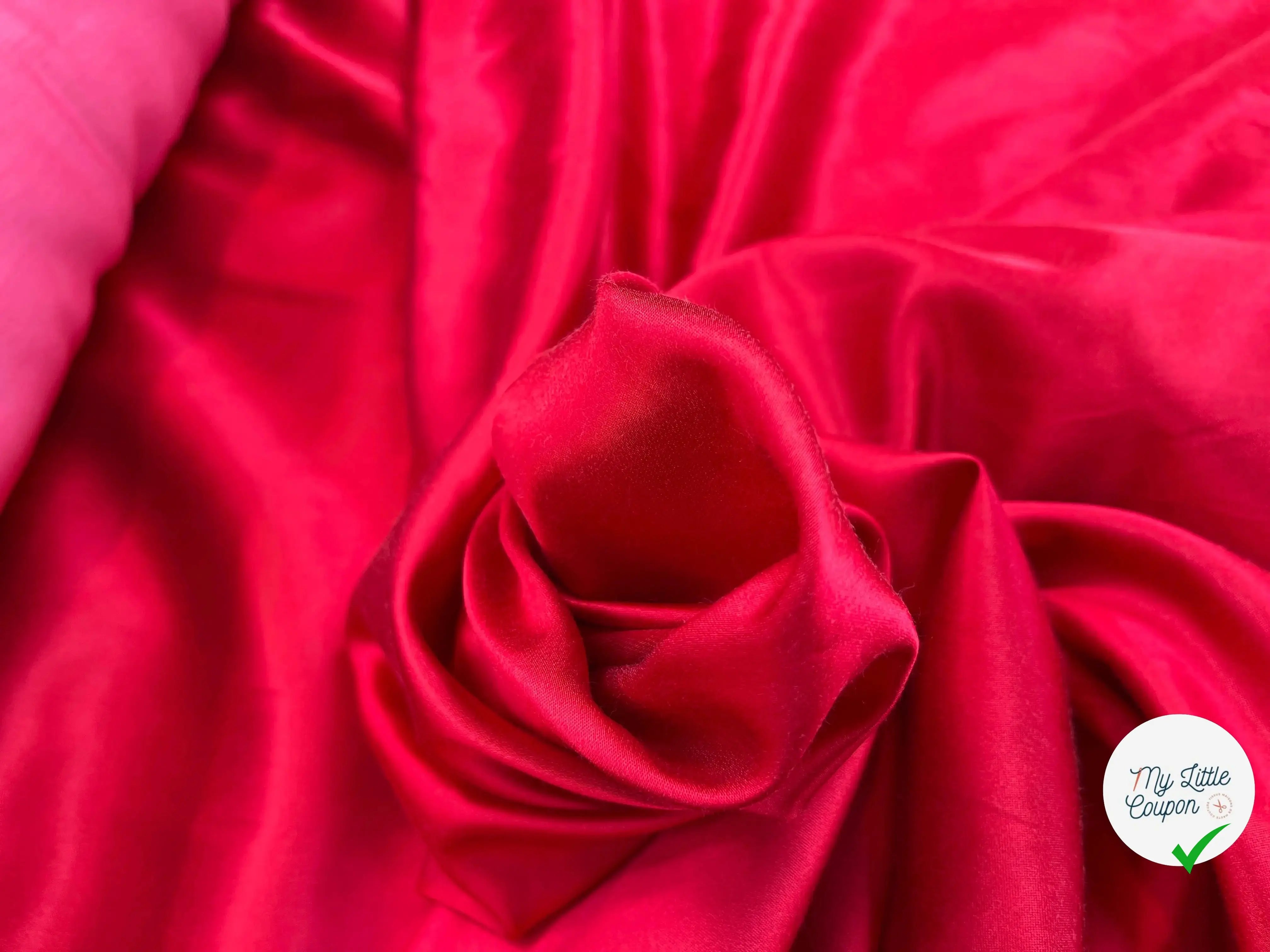SATIN DE COTON FRAMBOISE ROSE UNI - My Little Coupon