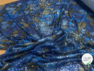 SEQUIN FOND BLEU FEUILLES GOLD & BLEU 5% EA - My Little Coupon