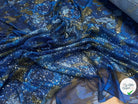 SEQUIN FOND BLEU FEUILLES GOLD & BLEU 5% EA - My Little Coupon