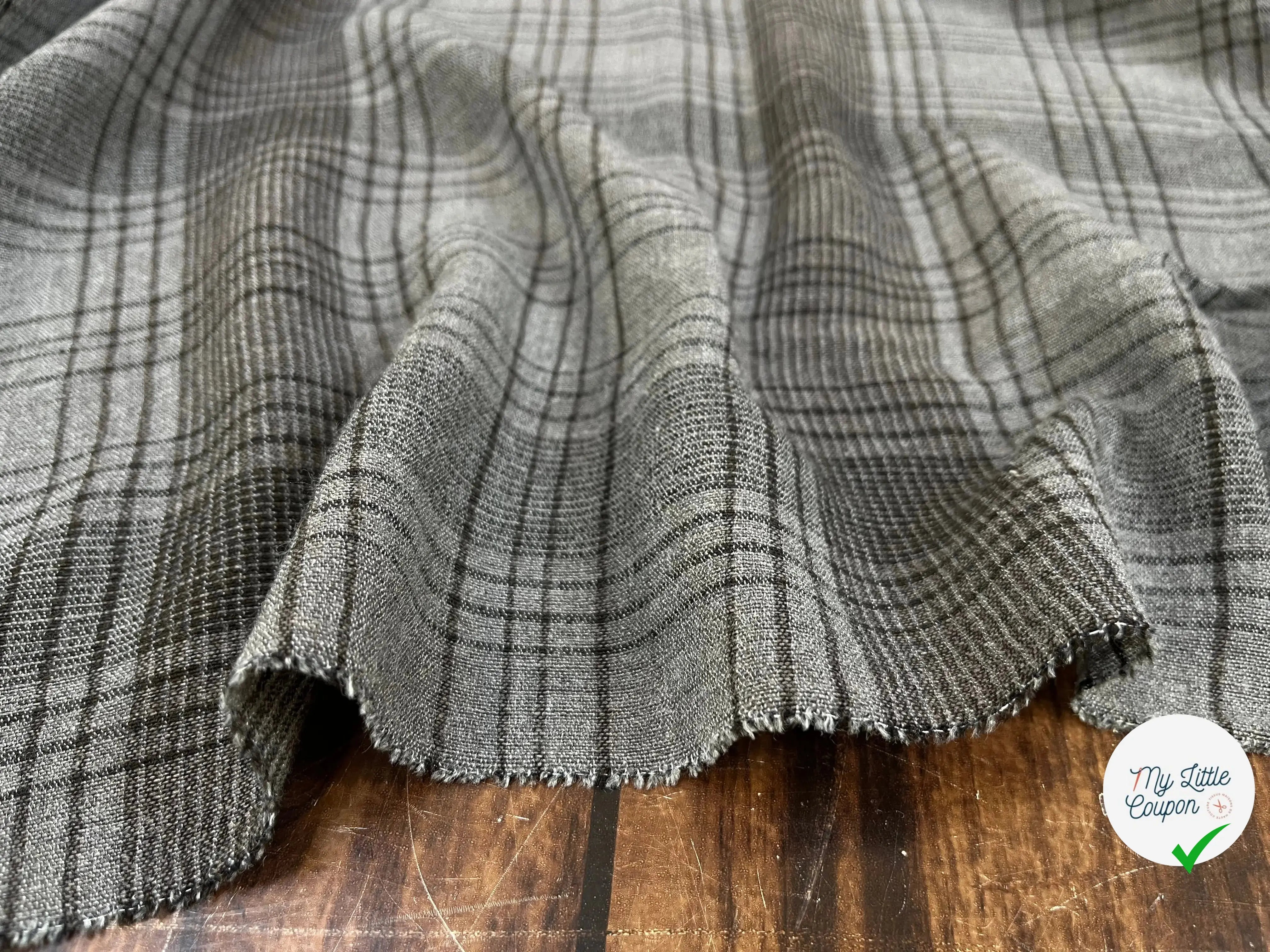 TISSU CHEMISE COTON SOIE PRINCE DE GALLES GRIS - My Little Coupon