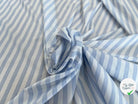 TISSU COTONLIN À GROSSE RAYURE BLEU CIEL BLANC - My Little Coupon