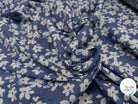 TOILE COTON FINE FAÇON DENIM FONCÉ FLOWER - My Little Coupon
