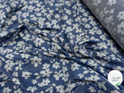 TOILE COTON FINE FAÇON DENIM FONCÉ FLOWER - My Little Coupon