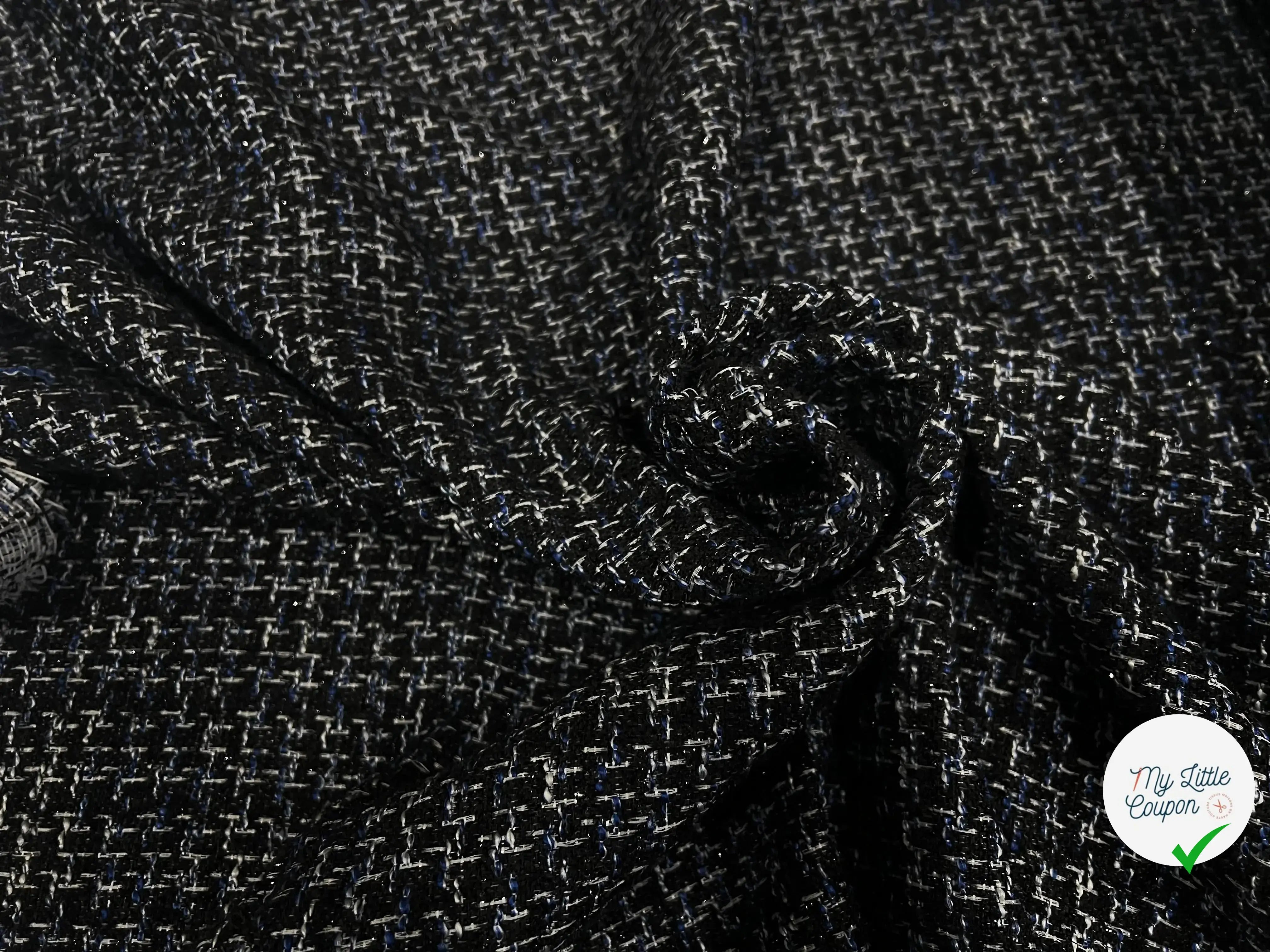 TWEED BLACK & BLUE 19%VISCOSE - My Little Coupon