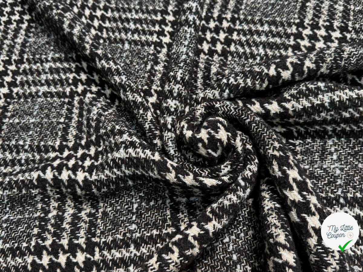 TWEED BLOUCLETTE TEXQUEBEC 25% LAINE NOIRBLANC PIED DE COQ - My Little Coupon