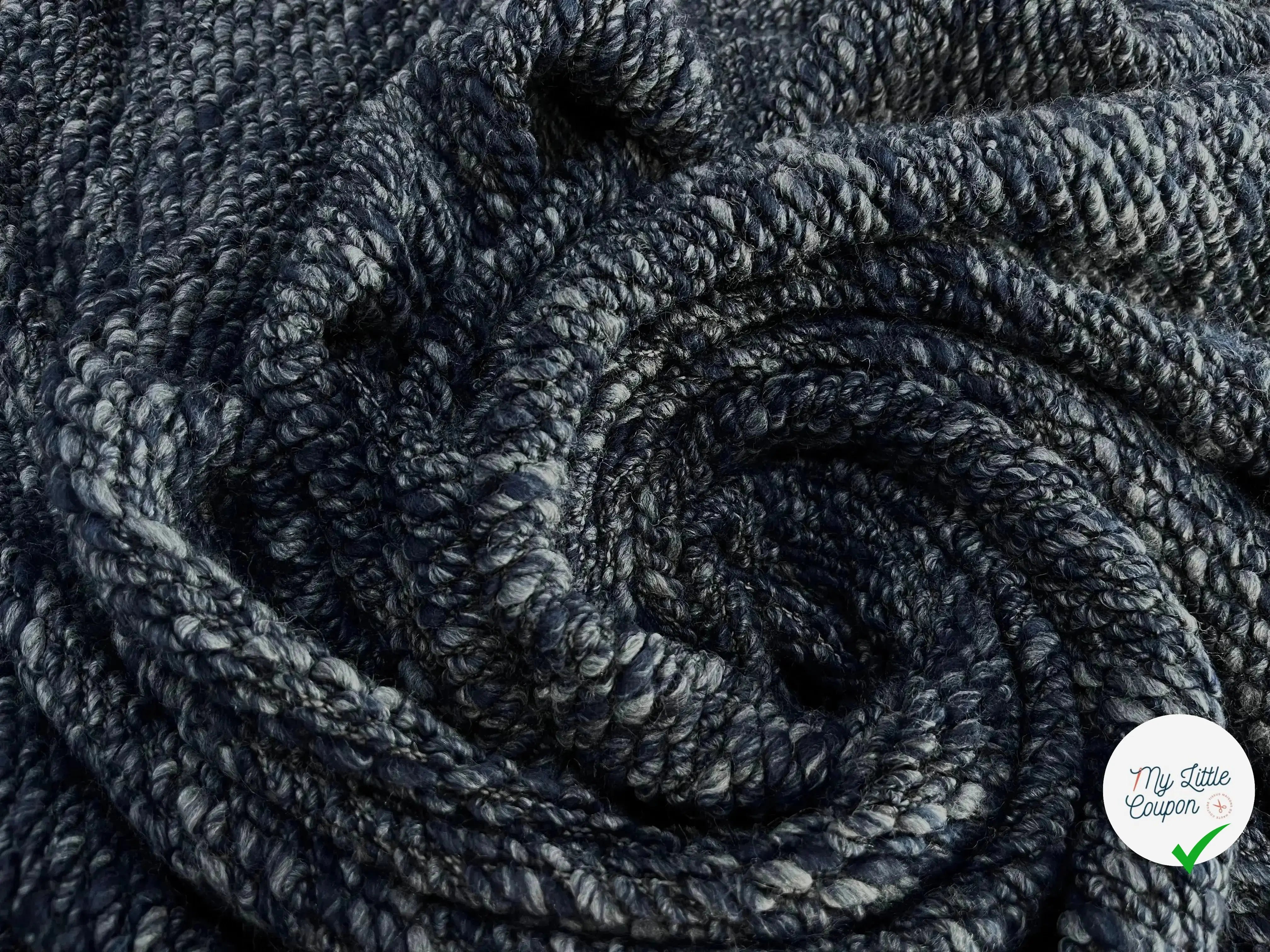 TWEED BOUCLETTE DE COTON BLEU GRIS - My Little Coupon