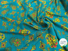 VISCOSE ARLEQUIN AVEC MOTIFS MAINS FOND EMEURAUDE - My Little Coupon