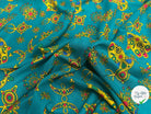 VISCOSE ARLEQUIN AVEC MOTIFS MAINS FOND EMEURAUDE - My Little Coupon