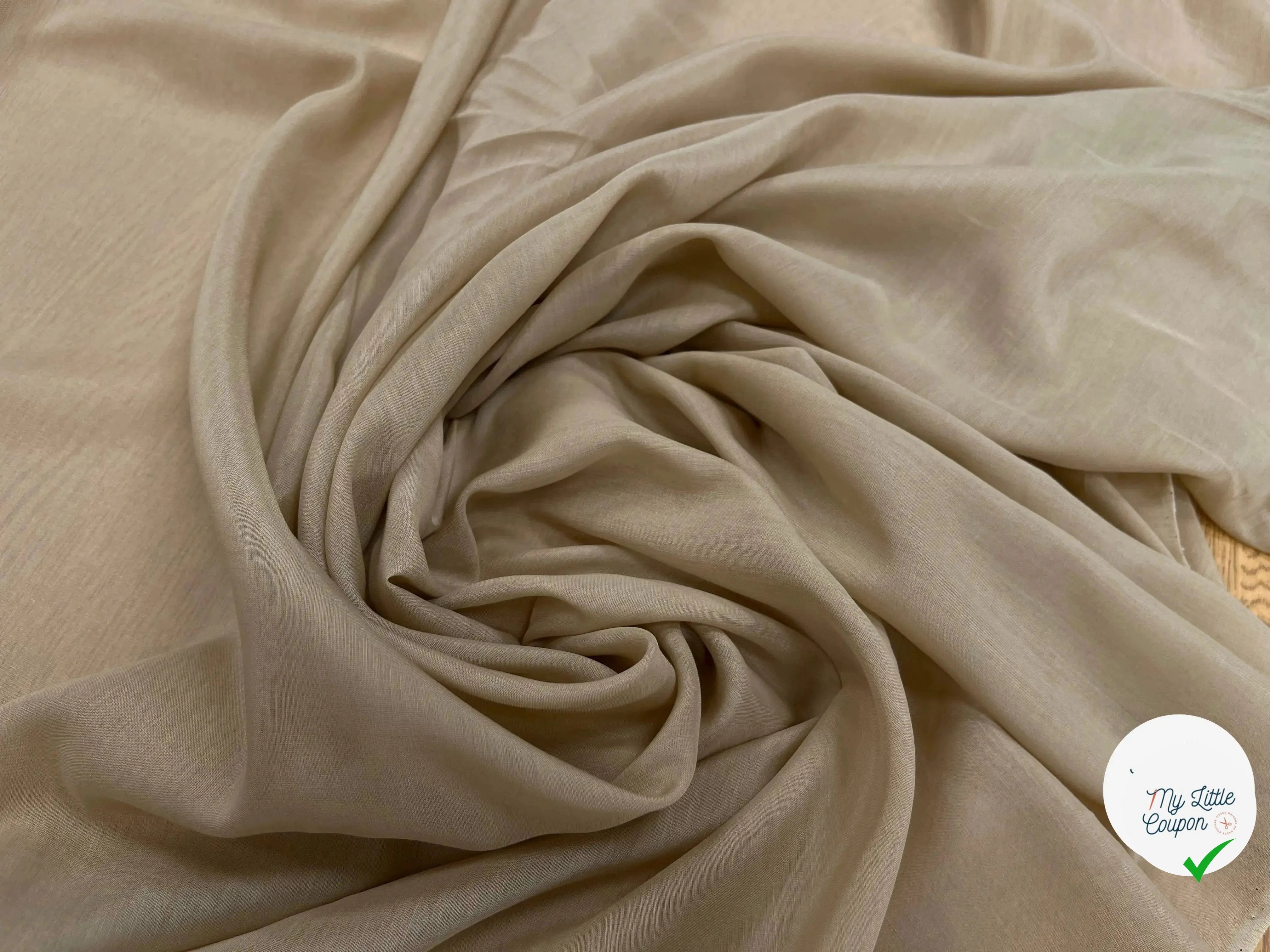 VOILE DE SOIE BEIGE CAMEL TRANSPARENT - My Little Coupon